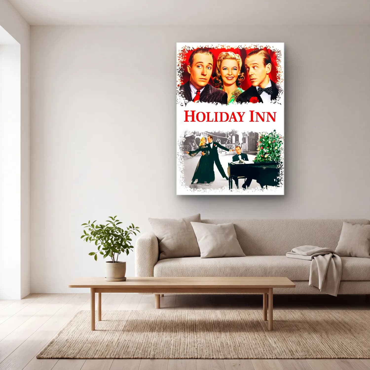 Vintage Poster Kardan Adam cam tablo — açık renk salonda