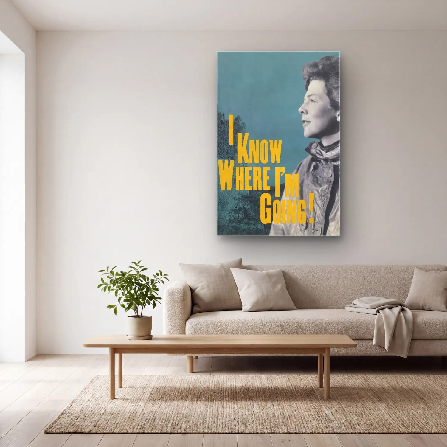 Vintage Poster Kadın Portresi No. 34 cam tablo — açık renk salonda