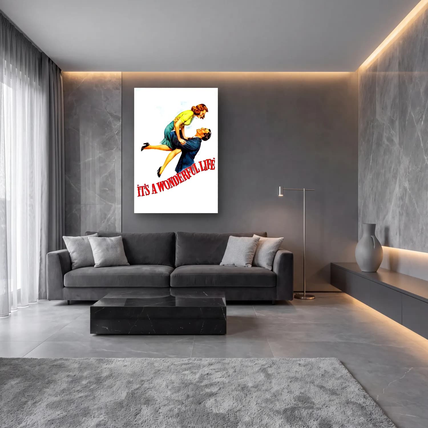 Vintage Poster Aşıklar No. 42 cam tablo — lüks salon duvarında