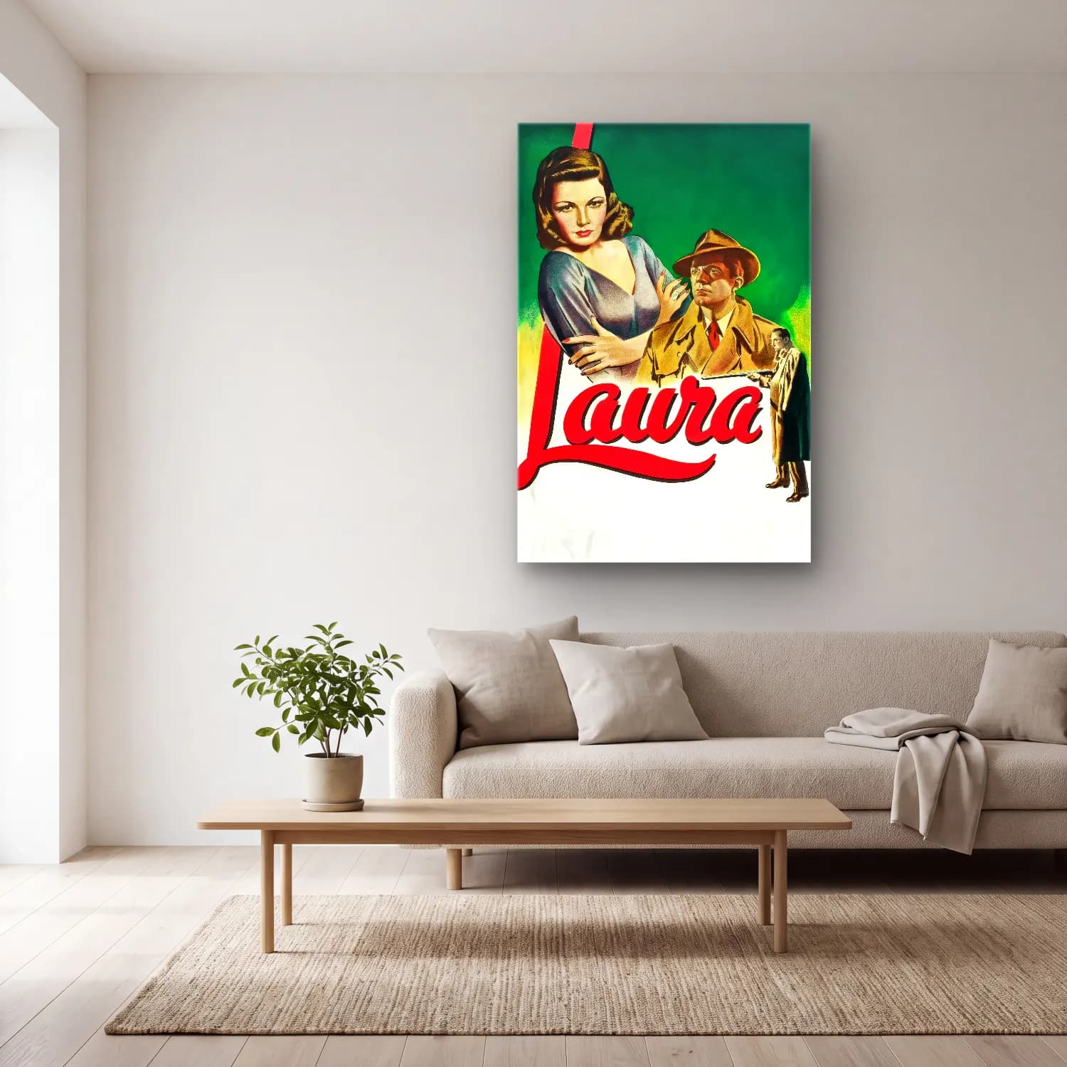 Vintage Poster Şapkalı Kadın No. 21 cam tablo — açık renk salonda