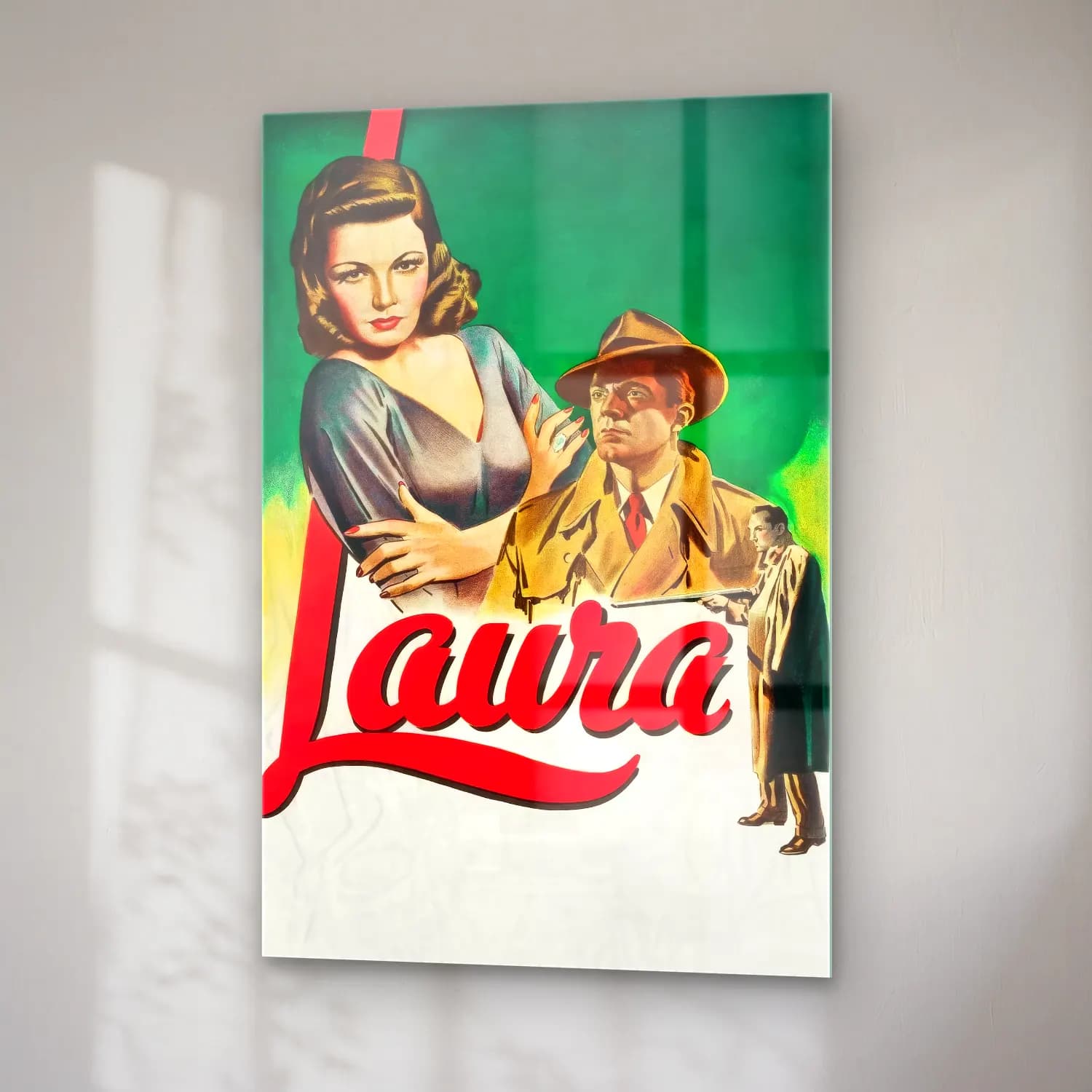 Vintage Poster Şapkalı Kadın No. 21 cam tablo — sağ açıdan görünüm