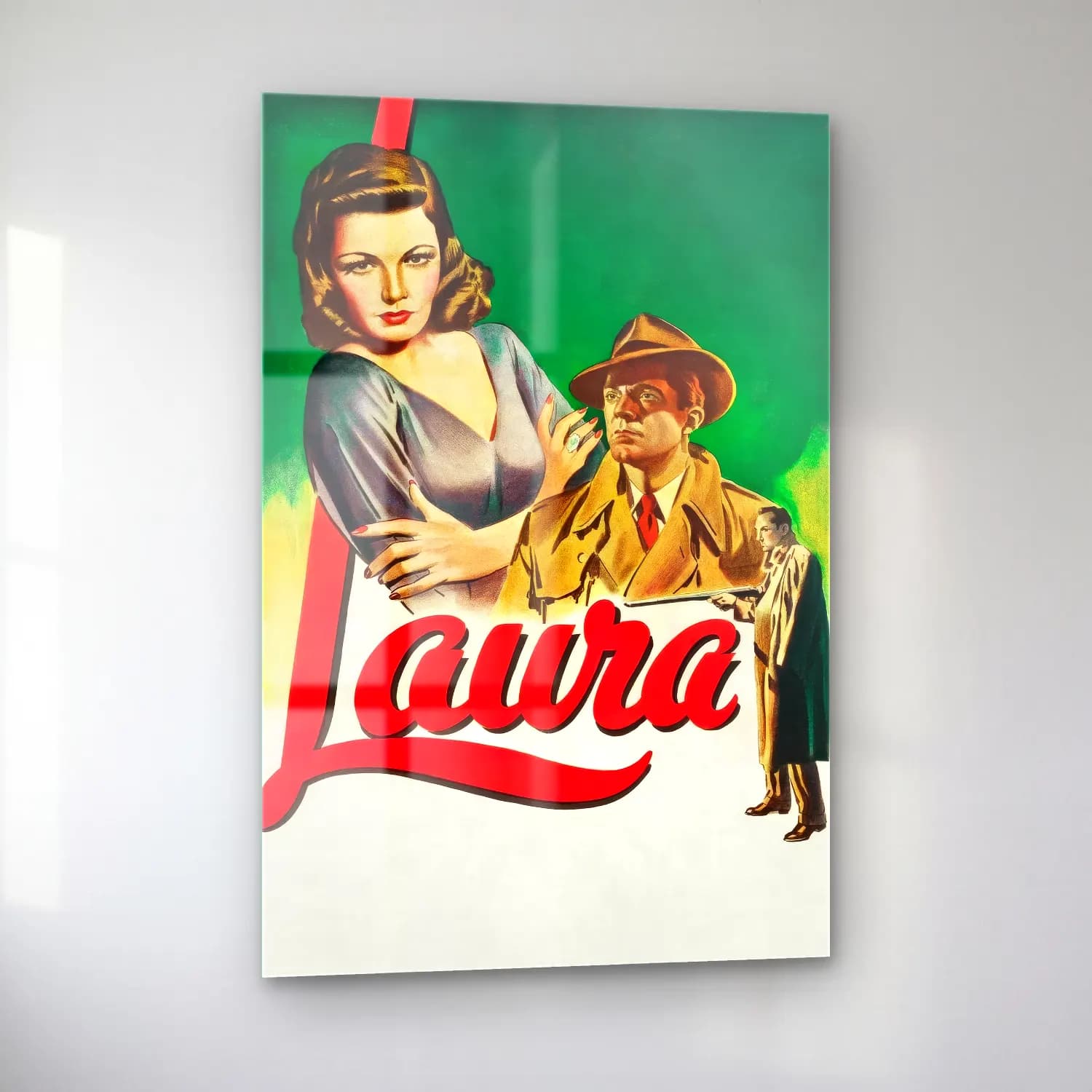 Vintage Poster Şapkalı Kadın No. 21 cam tablo — sol açıdan görünüm
