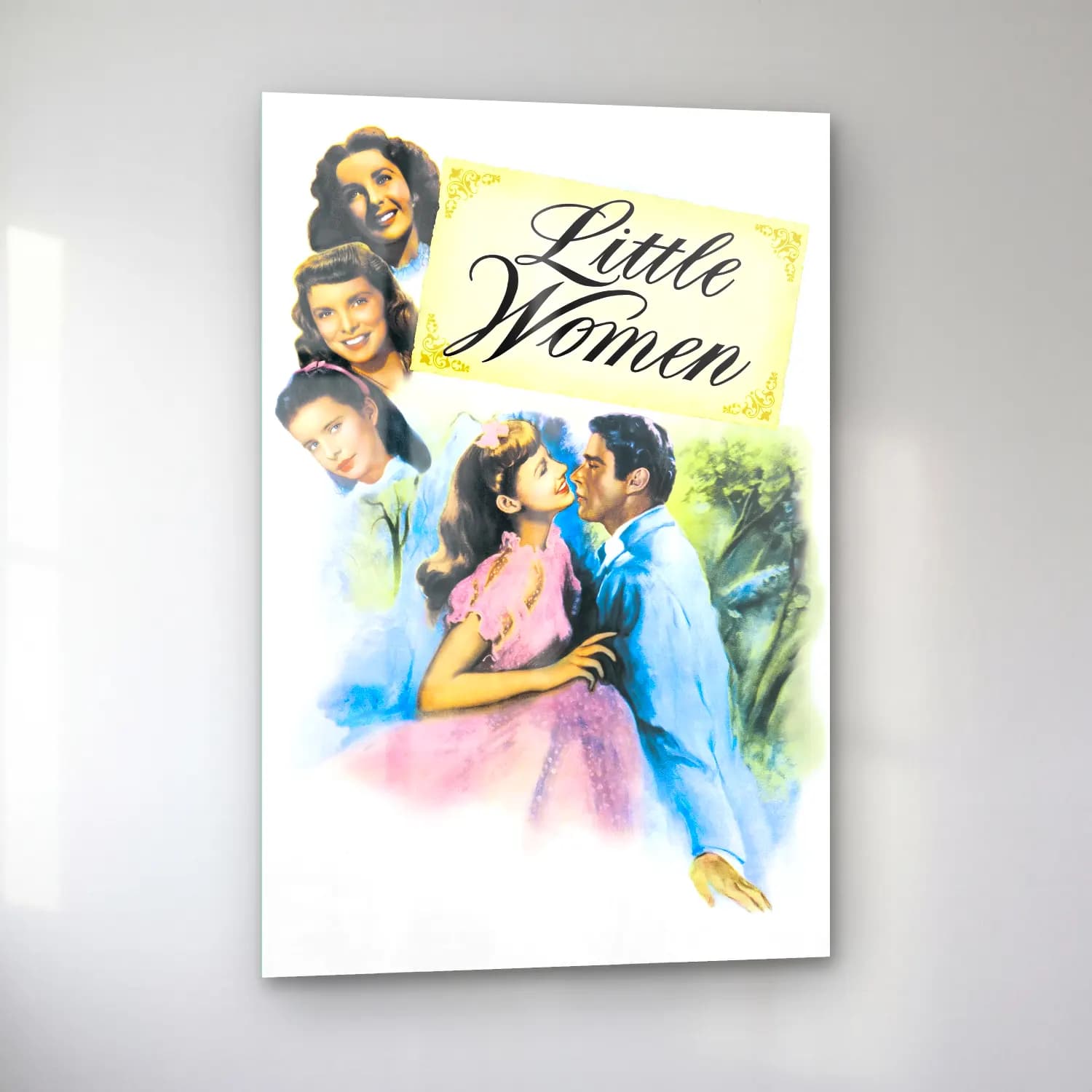 Vintage Poster Elbiseli Kadın No. 45 cam tablo — sol açıdan görünüm