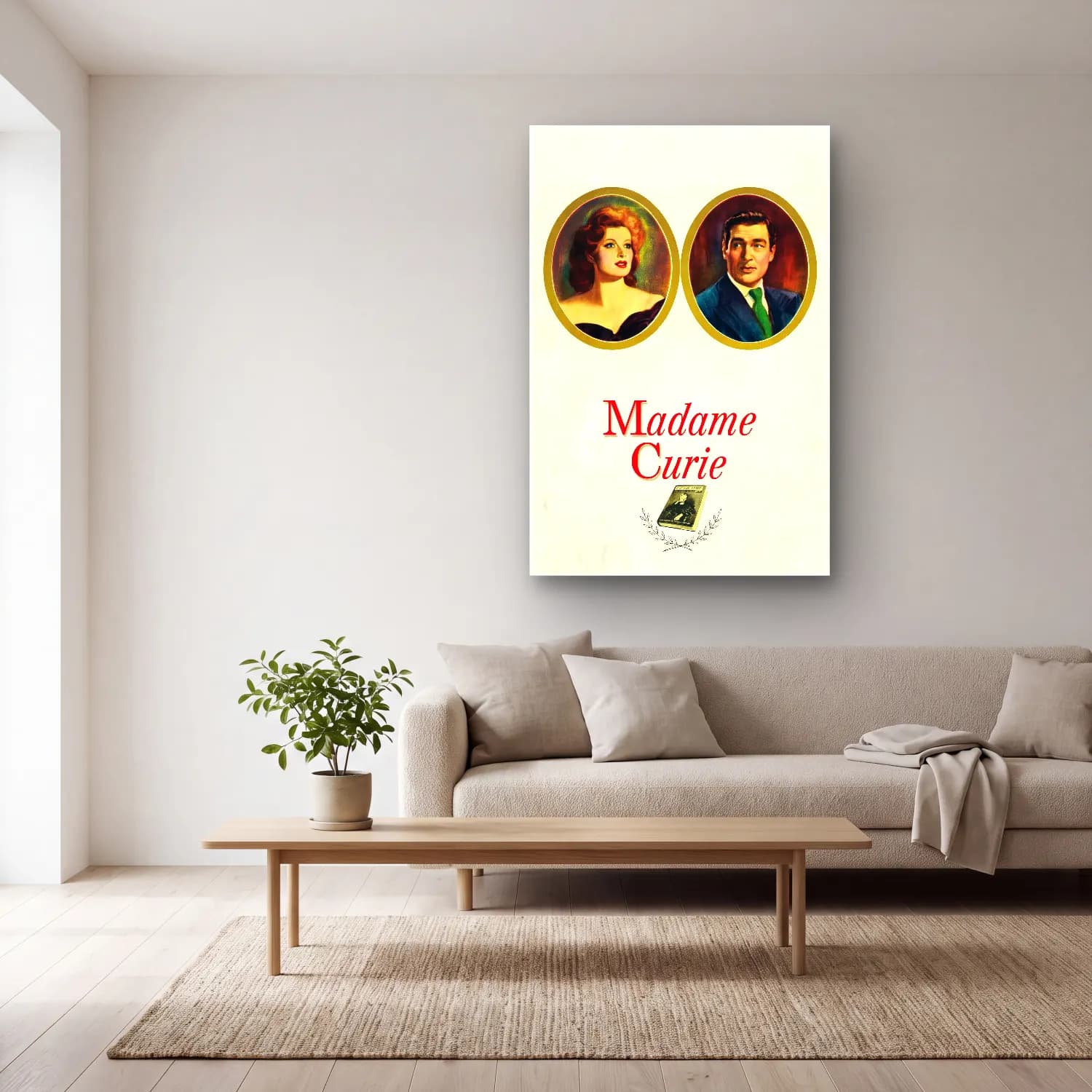 Vintage Poster Kitap Okuyan Kadın No. 19 cam tablo — açık renk salonda