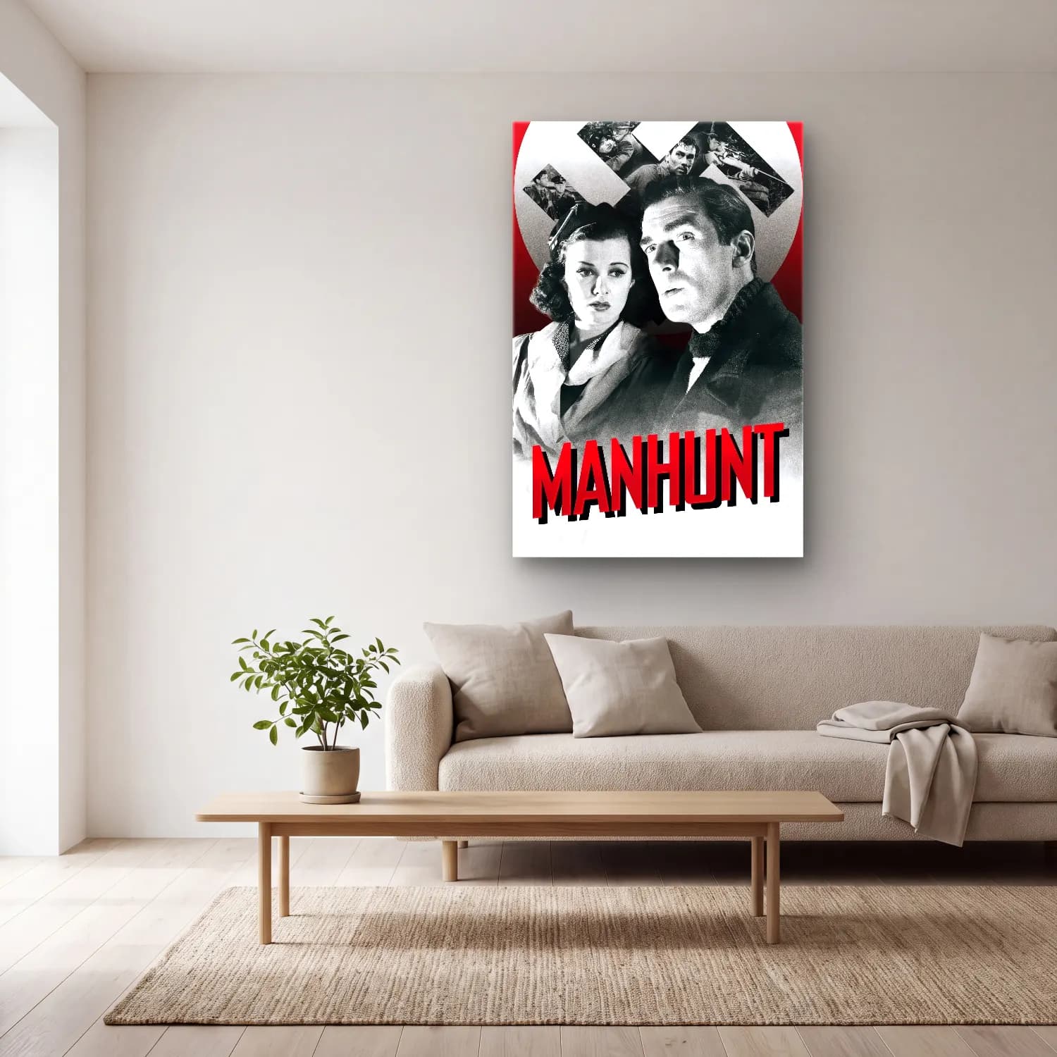 Vintage Poster Şövalye No. 10 cam tablo — açık renk salonda