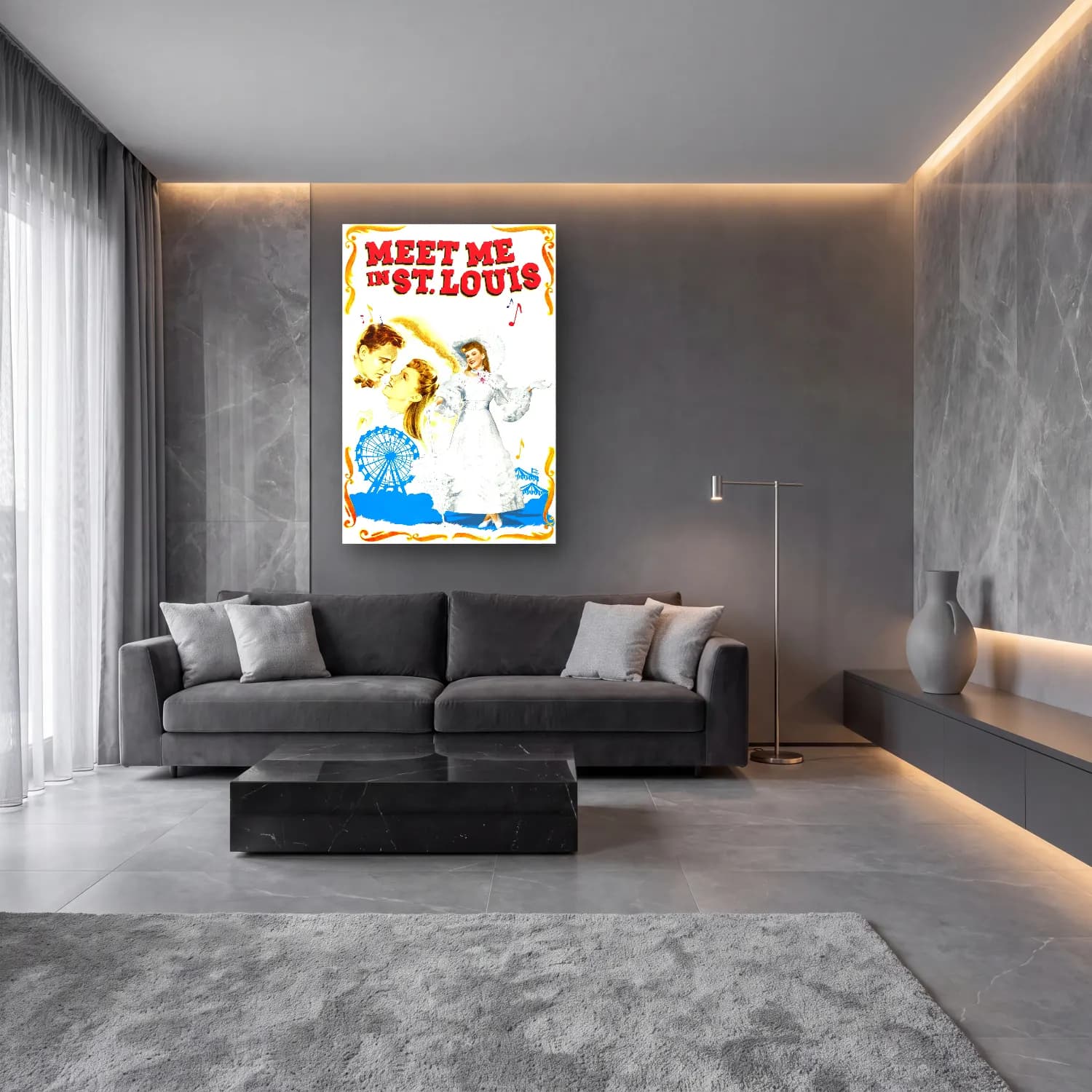 Vintage Poster Elbiseli Kadın No. 46 cam tablo — lüks salon duvarında