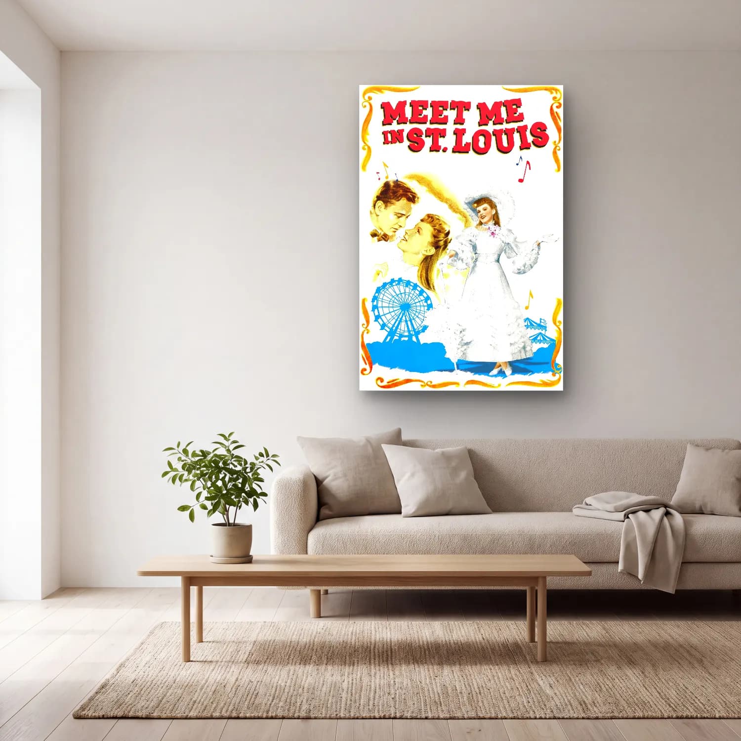 Vintage Poster Elbiseli Kadın No. 46 cam tablo — açık renk salonda