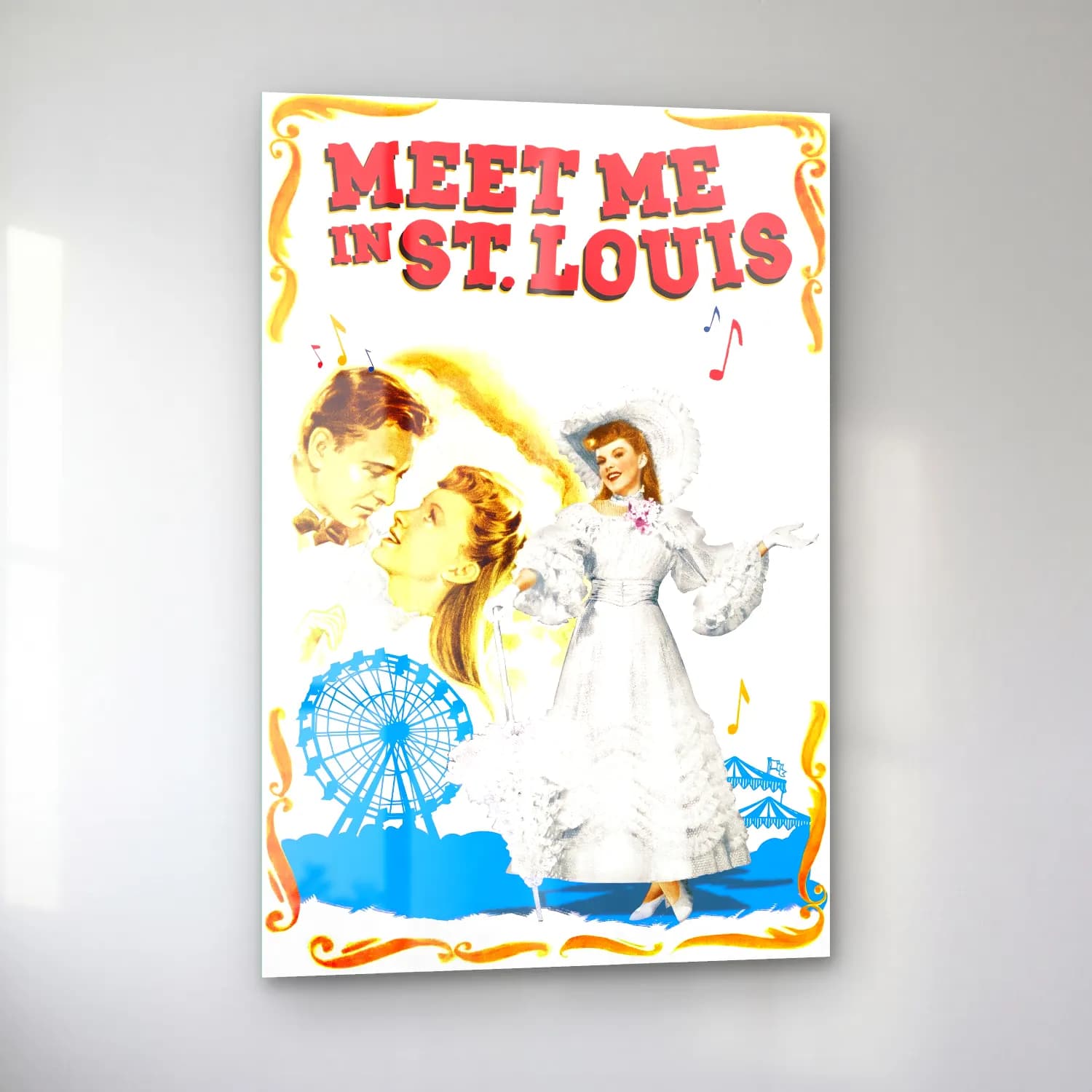 Vintage Poster Elbiseli Kadın No. 46 cam tablo — sol açıdan görünüm
