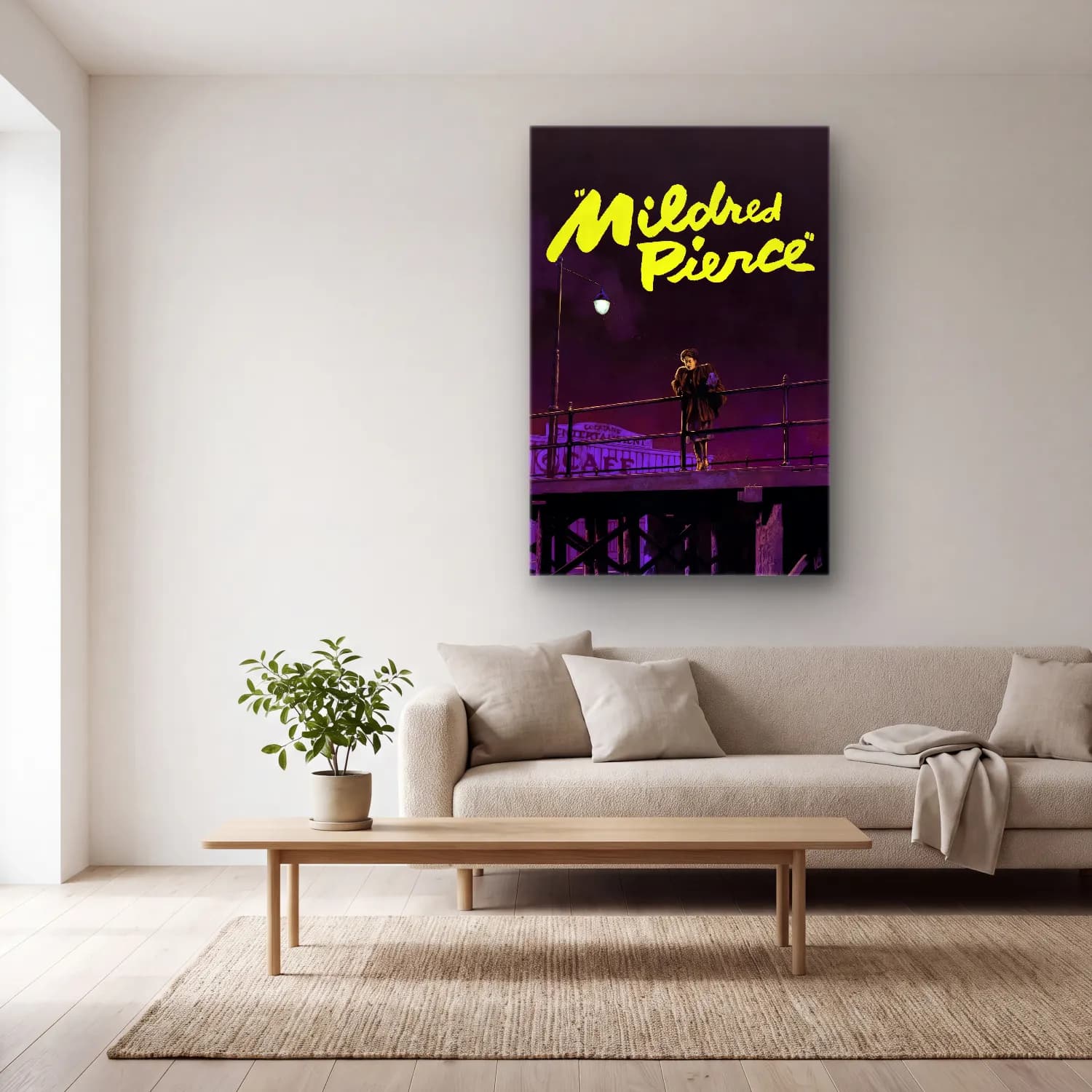 Vintage Poster Elbiseli Kadın No. 47 cam tablo — açık renk salonda