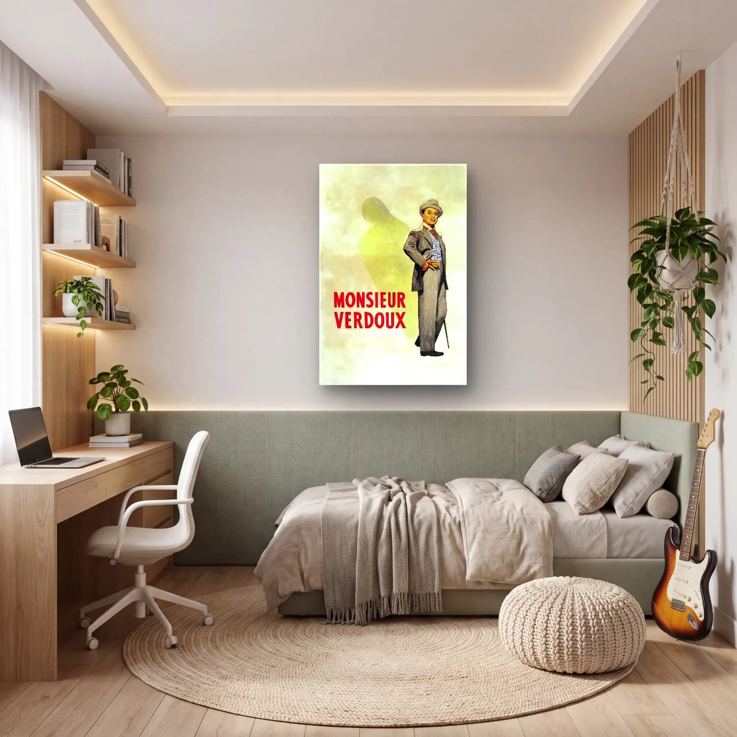 Vintage Poster Erkek Portresi No. 25 cam tablo — genç odasında