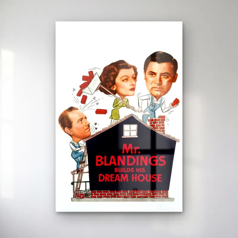 Vintage Poster Kır Evi – Turuncu Tonlar cam tablo — Vintage Poster Kır Evi – Turuncu Tonlar — vintage poster kır evi