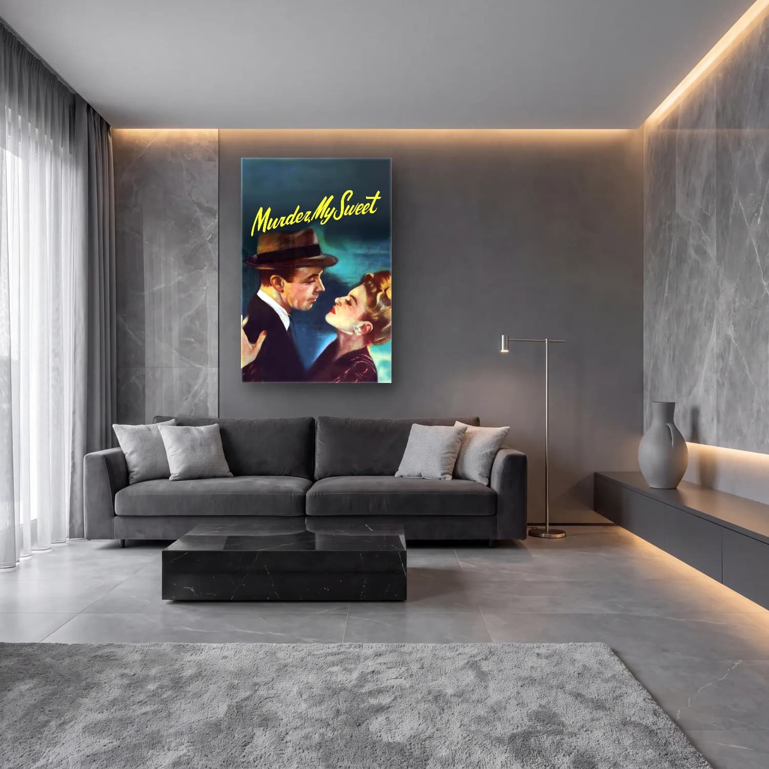 Vintage Poster Aşıklar No. 43 cam tablo — lüks salon duvarında