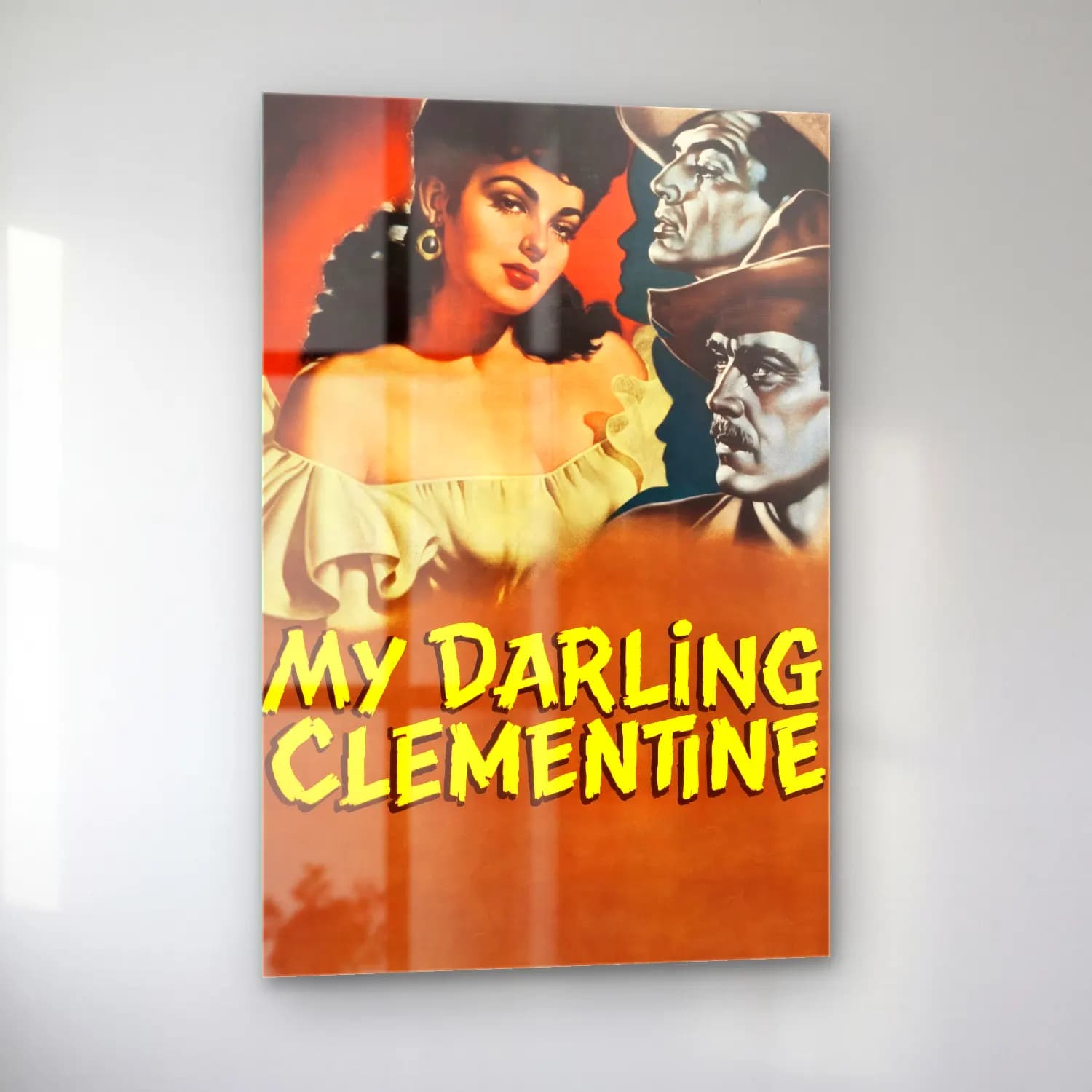 Vintage Poster Şapkalı Kadın No. 23 cam tablo — sol açıdan görünüm