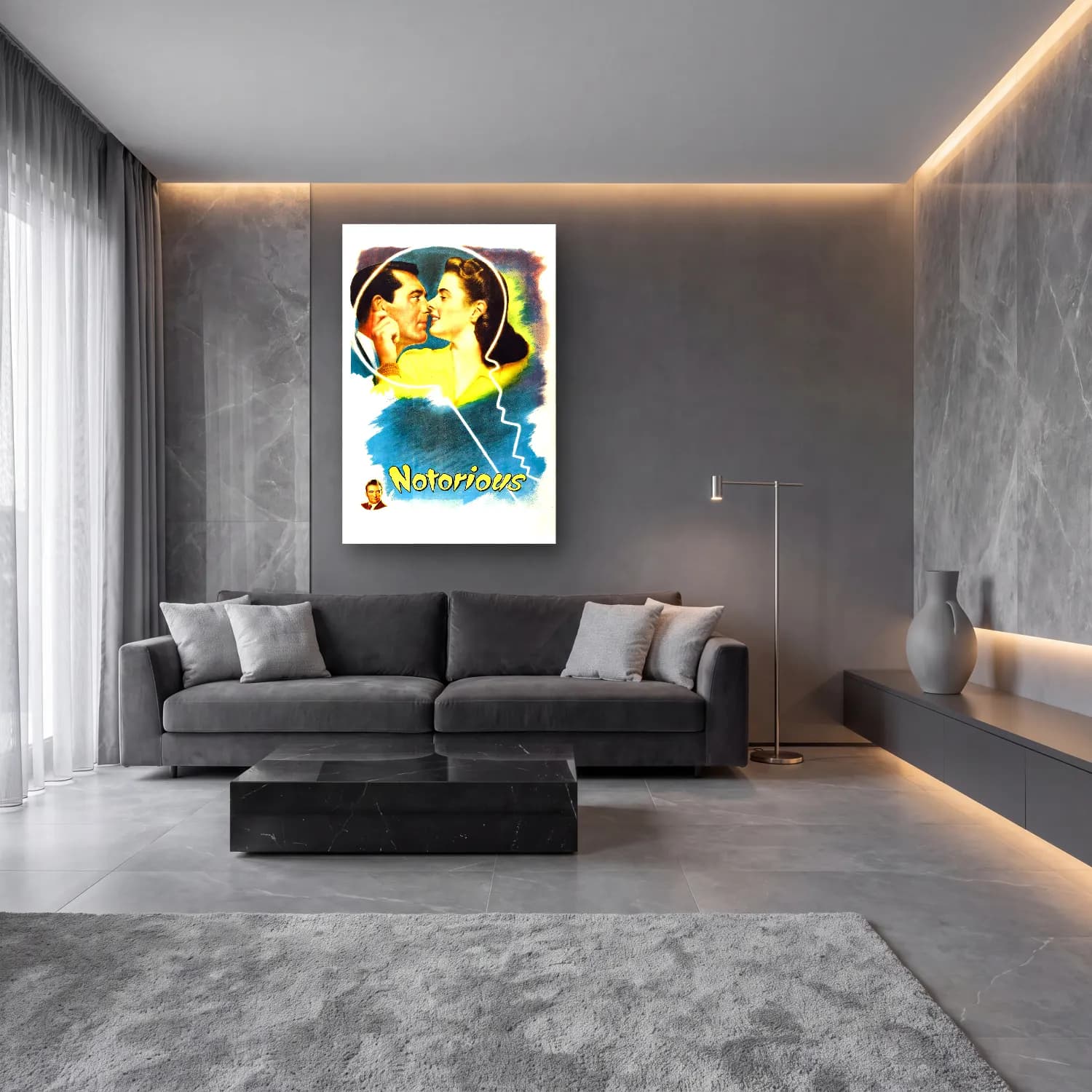 Vintage Poster Aşıklar No. 44 cam tablo — lüks salon duvarında
