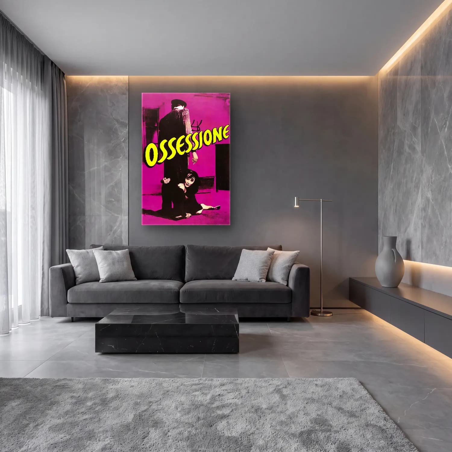 Vintage Poster Elbiseli Kadın No. 48 cam tablo — lüks salon duvarında