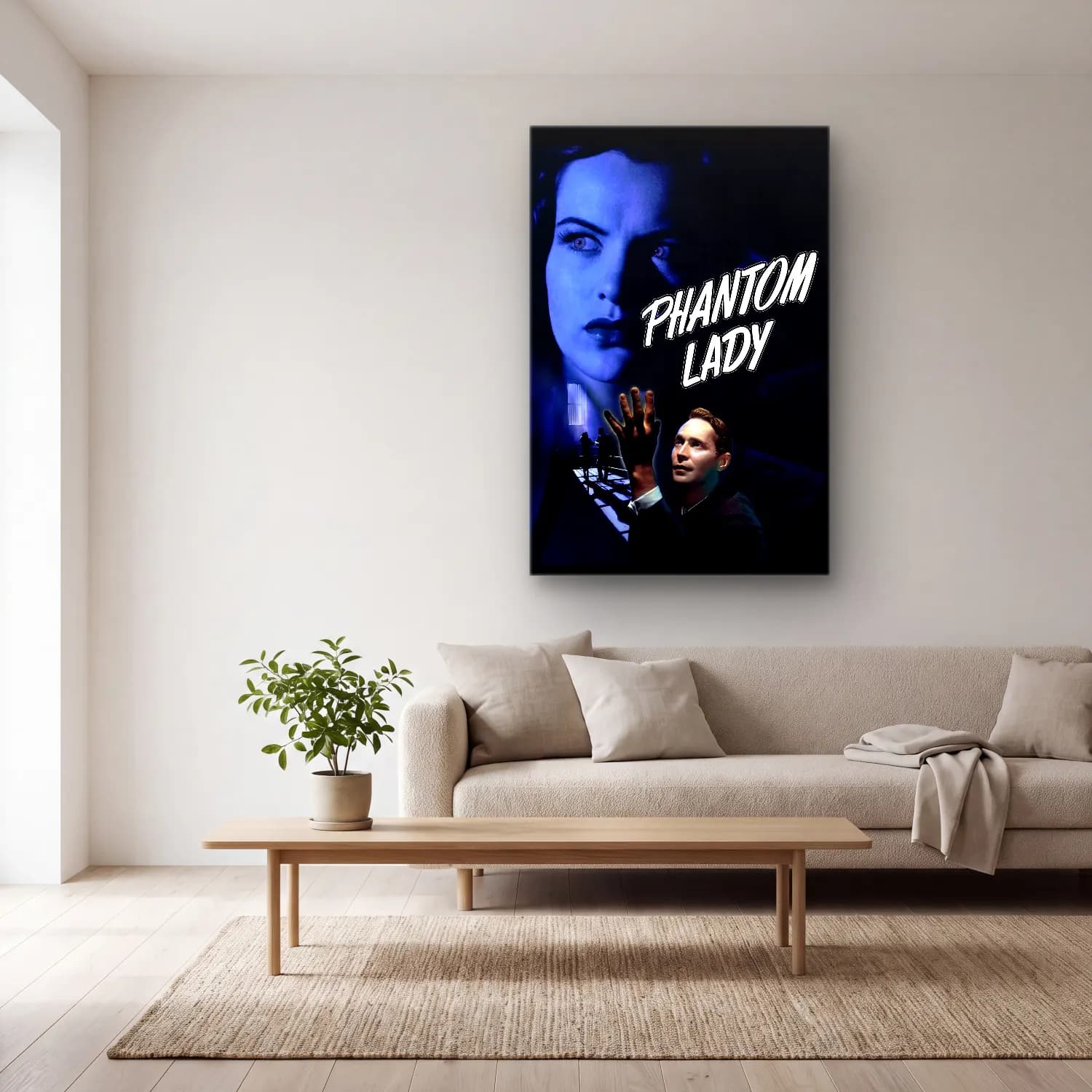 Vintage Poster Kadın Portresi – Mor Tonlar cam tablo — açık renk salonda