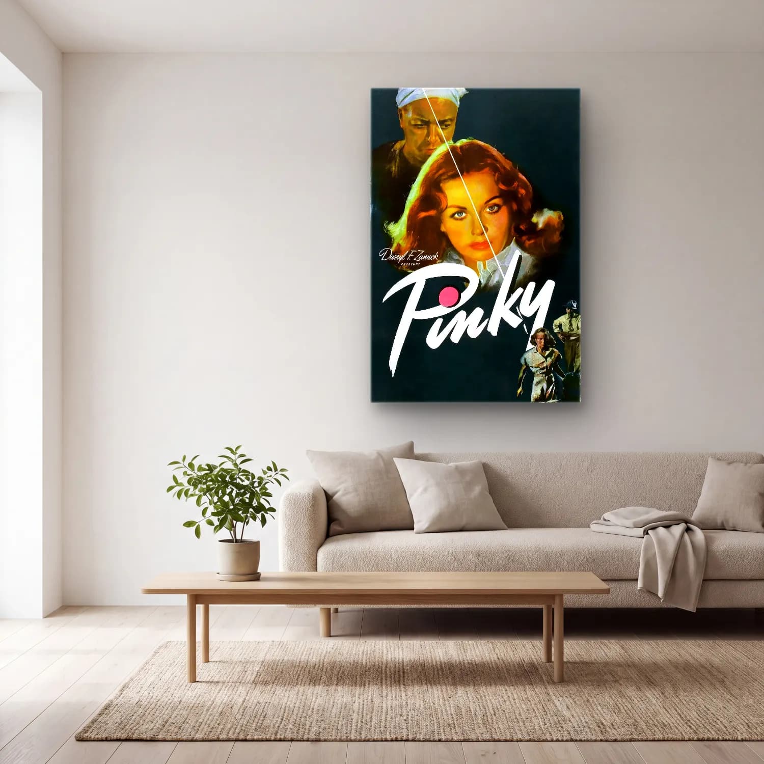 Vintage Poster Kadın Portresi No. 36 cam tablo — açık renk salonda
