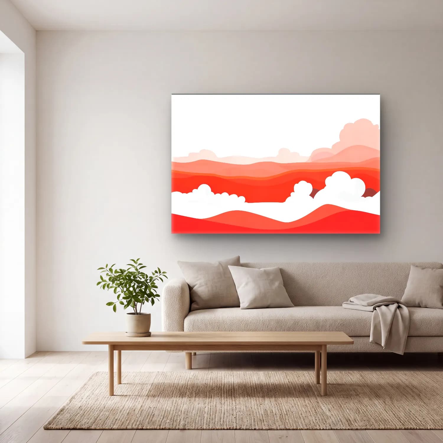 Simple Drawing – Indian Red No. 14 cam tablo — açık renk salonda