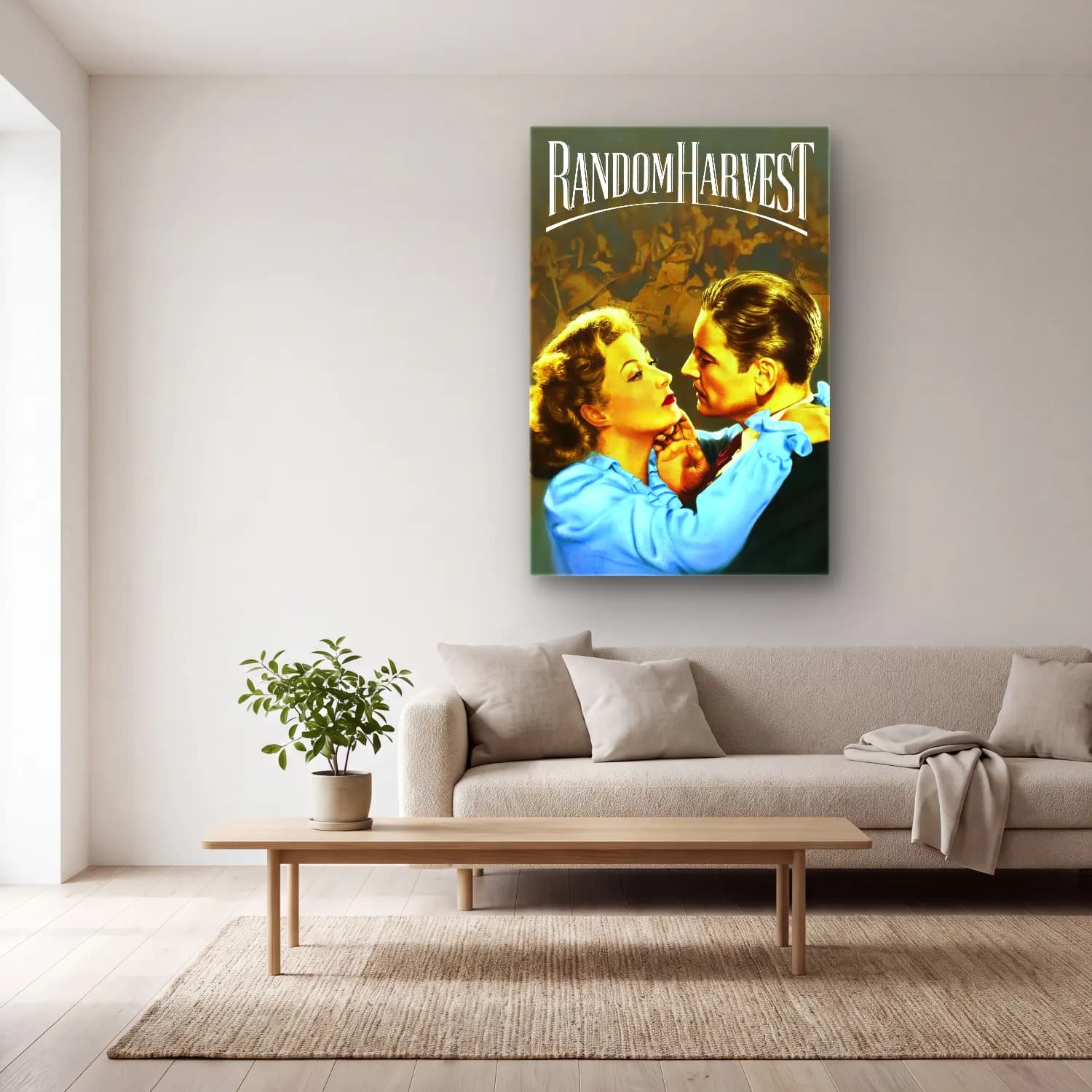 Vintage Poster Aşıklar No. 45 cam tablo — açık renk salonda
