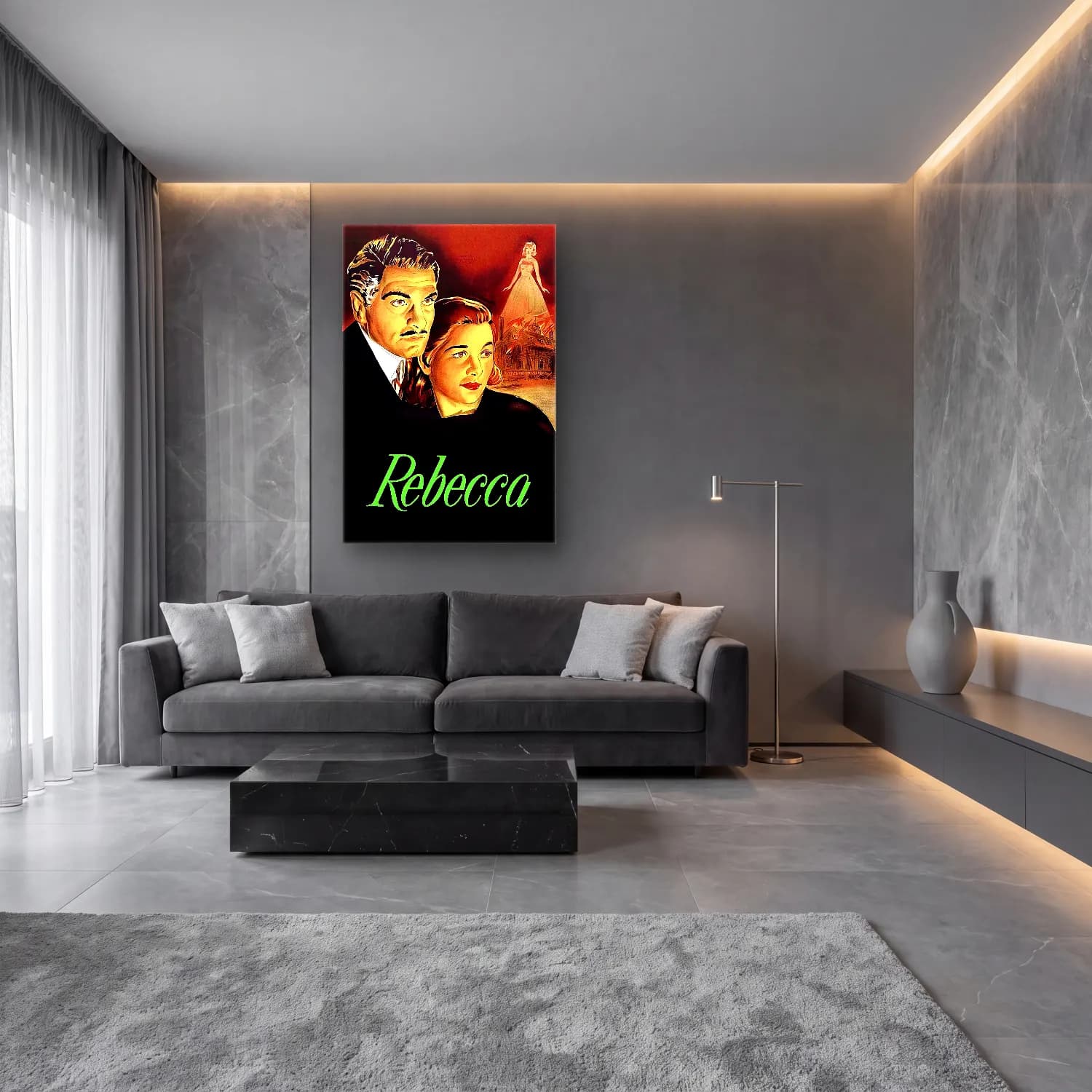 Vintage Poster Kadın Portresi No. 37 cam tablo — lüks salon duvarında