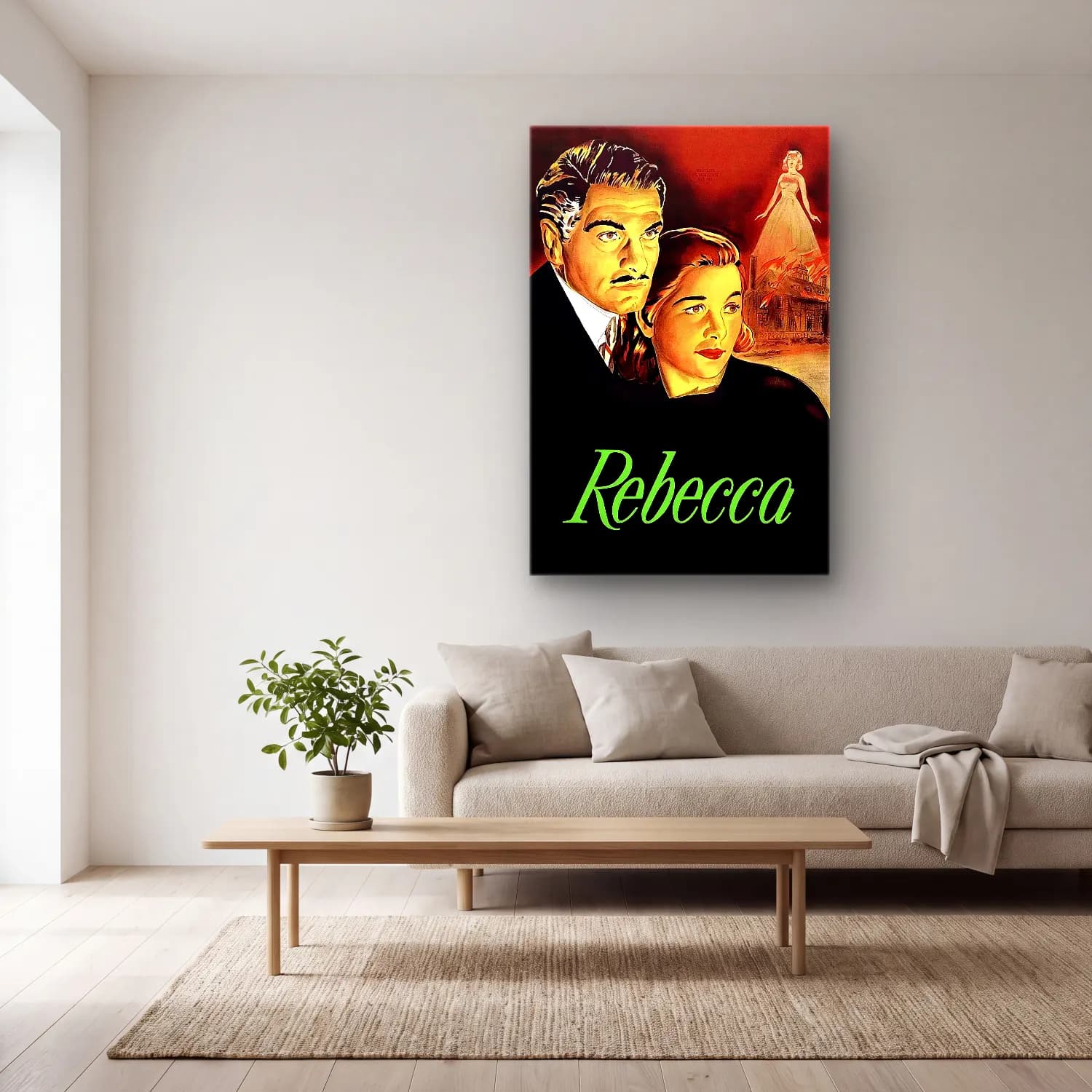 Vintage Poster Kadın Portresi No. 37 cam tablo — açık renk salonda