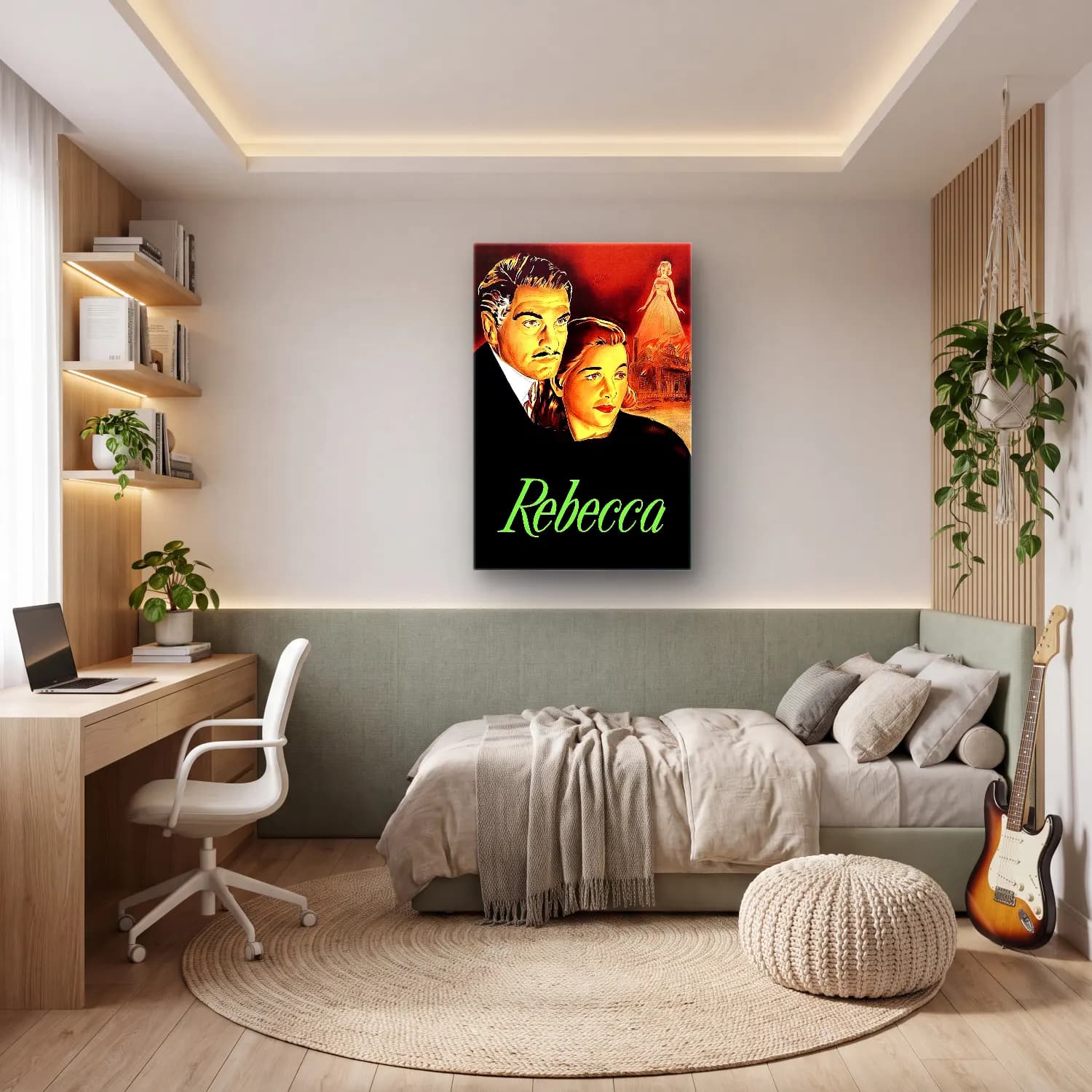Vintage Poster Kadın Portresi No. 37 cam tablo — genç odasında