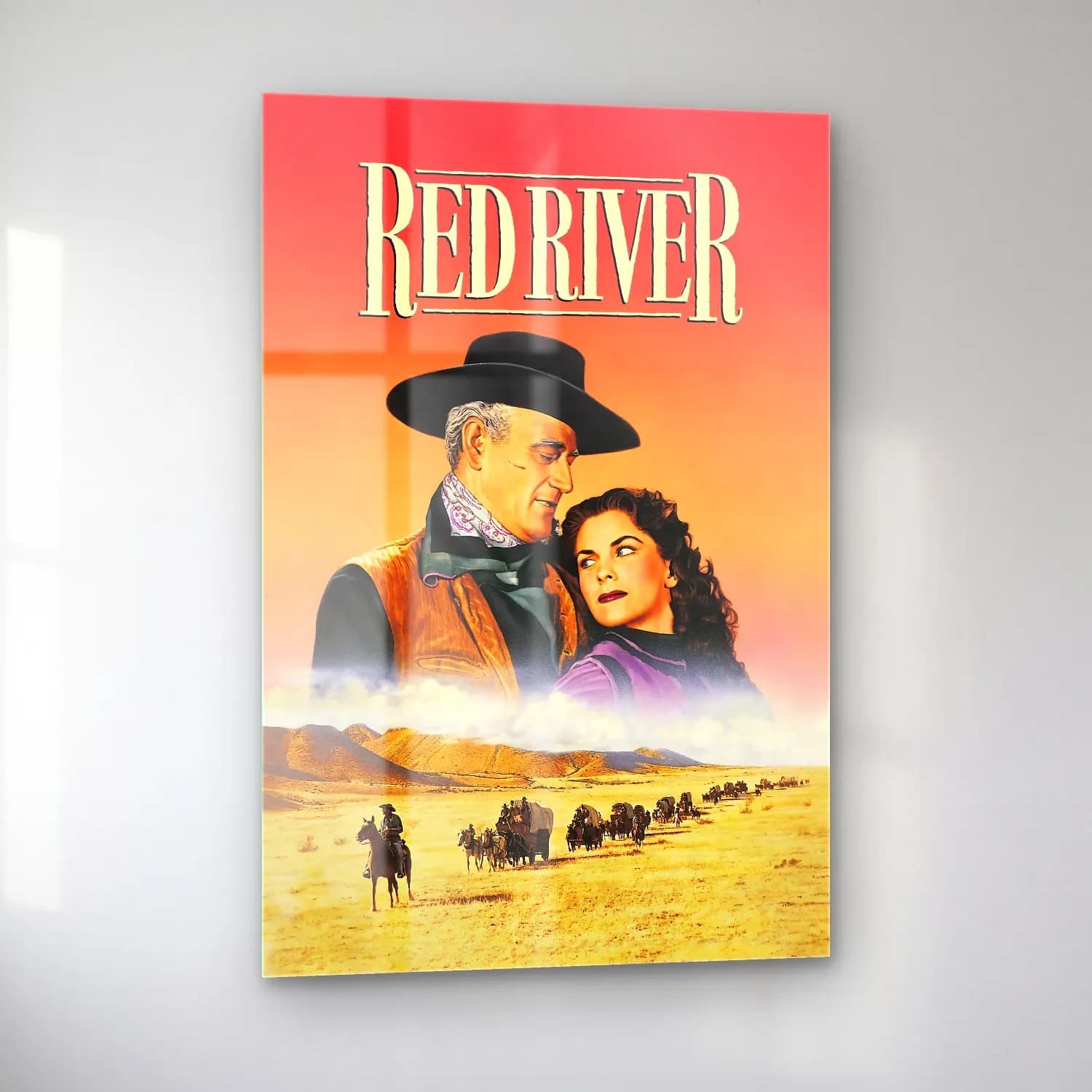 Vintage Poster Kırda Nehir cam tablo — sol açıdan görünüm