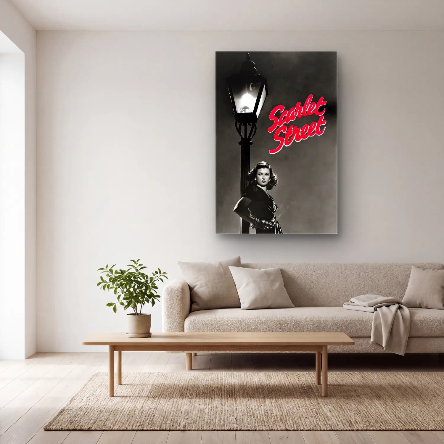 Vintage Poster Köy Sokağı – Kırmızı Tonlar cam tablo — açık renk salonda
