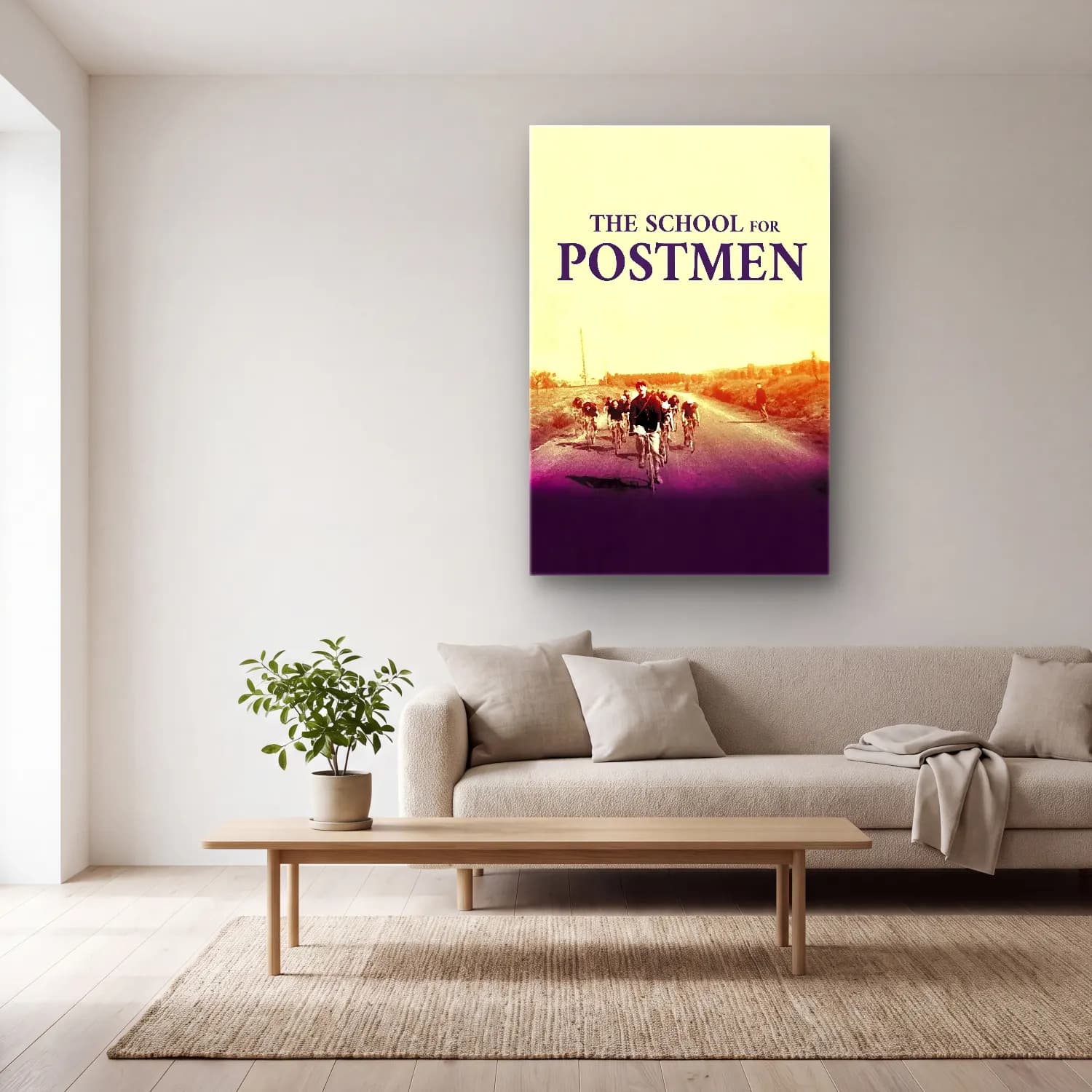 Vintage Poster Bisiklet – Sarı Tonlar cam tablo — açık renk salonda