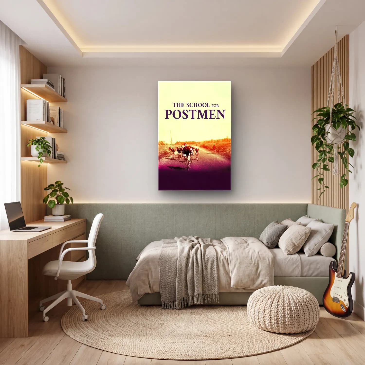 Vintage Poster Bisiklet – Sarı Tonlar cam tablo — genç odasında