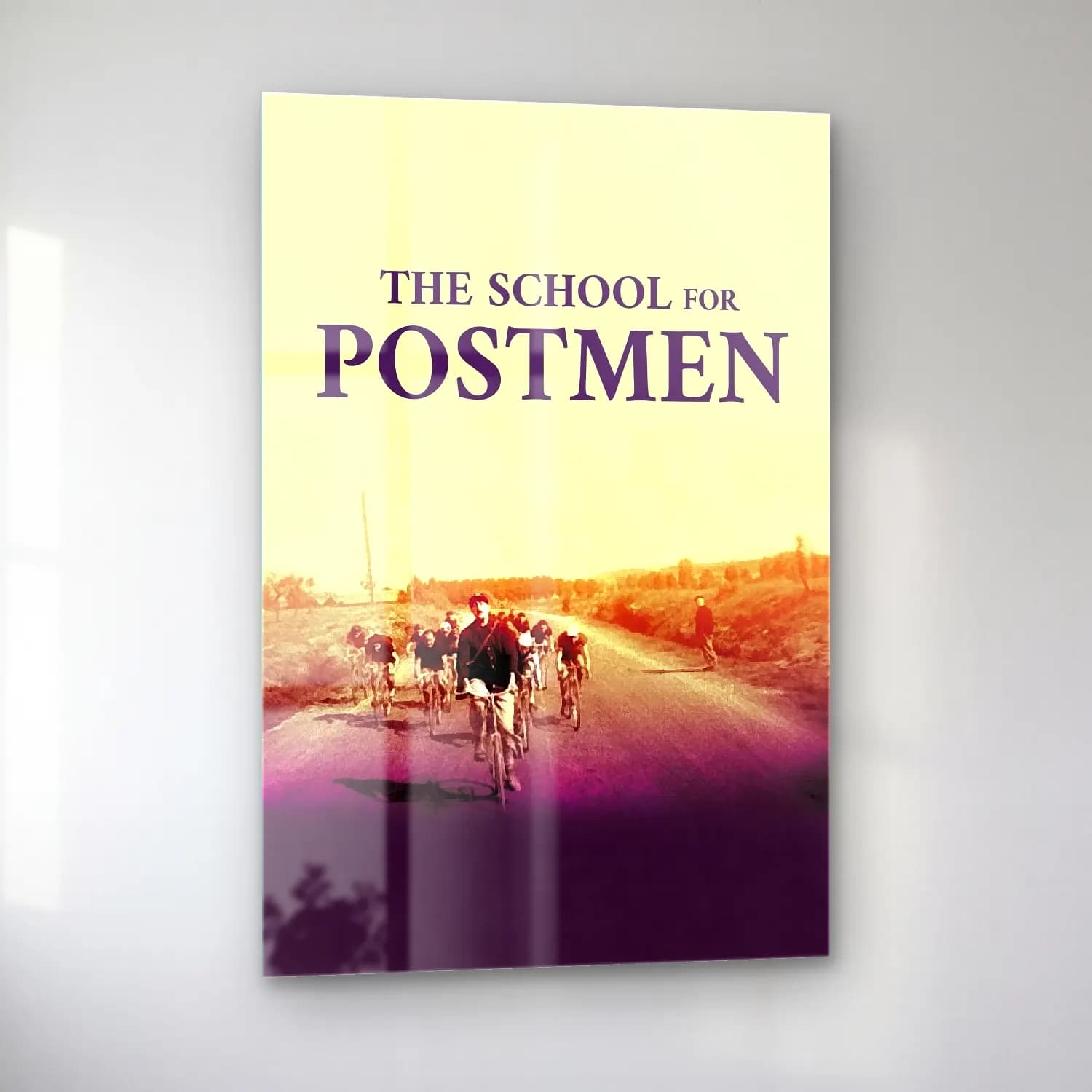 Vintage Poster Bisiklet – Sarı Tonlar cam tablo — sol açıdan görünüm