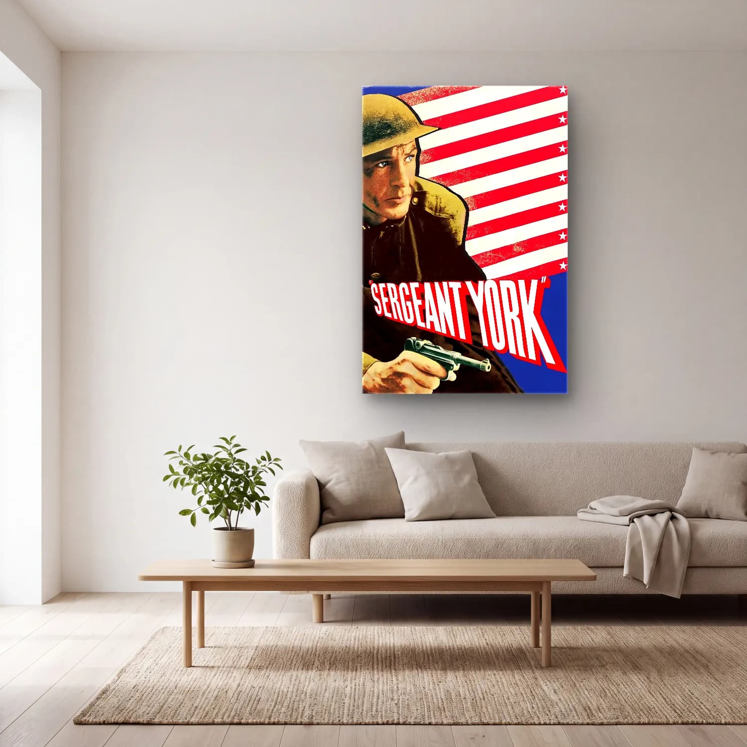 Vintage Poster Şövalye No. 12 cam tablo — açık renk salonda