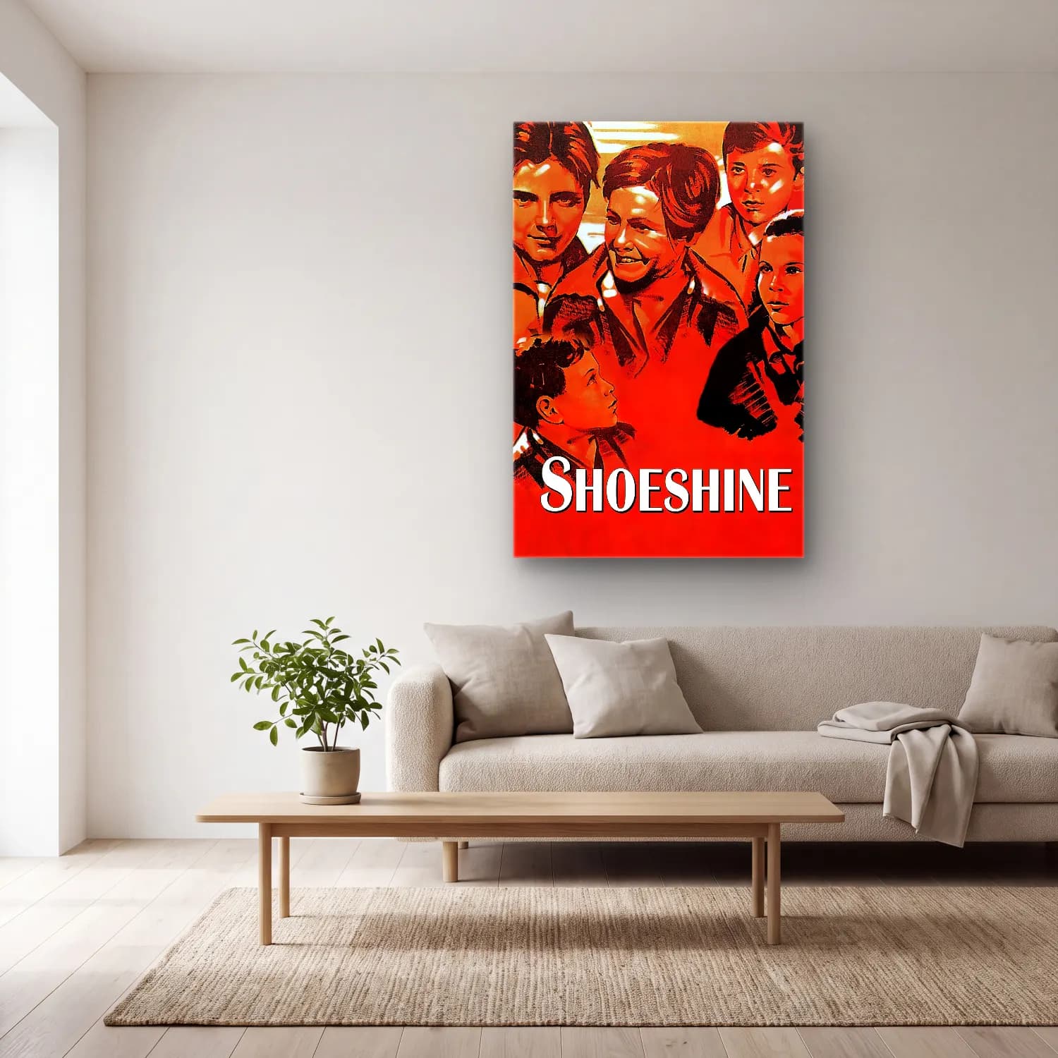 Vintage Poster Ayçiçekleri – Turuncu Tonlar cam tablo — açık renk salonda