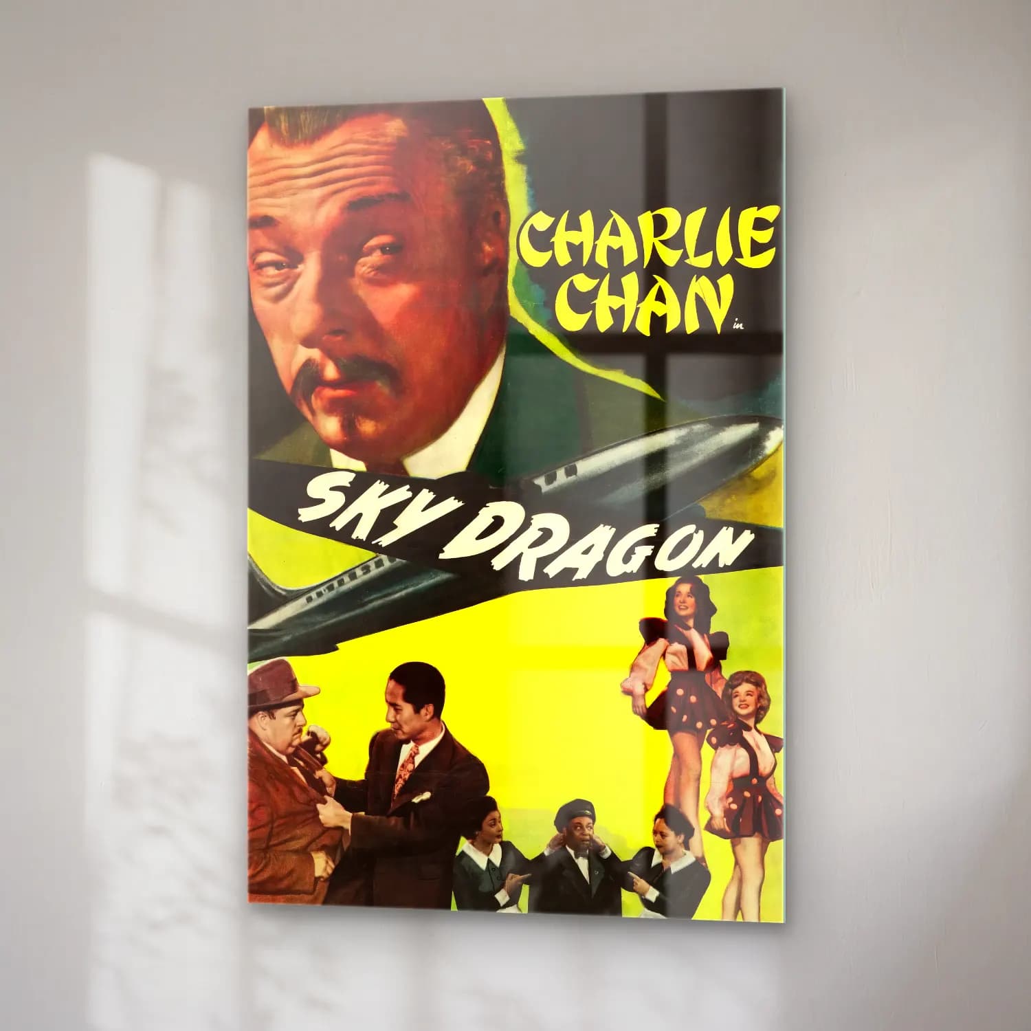 Vintage Poster Uçak No. 4 cam tablo — sağ açıdan görünüm