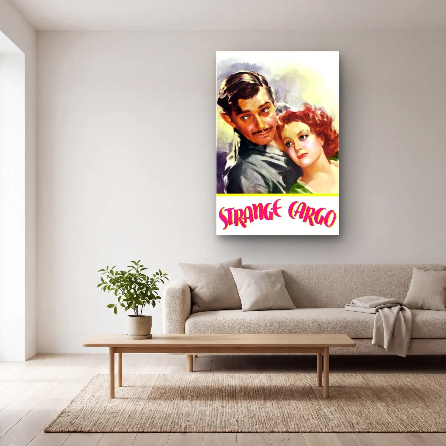 Vintage Poster Aşıklar – Mor Tonlar cam tablo — açık renk salonda