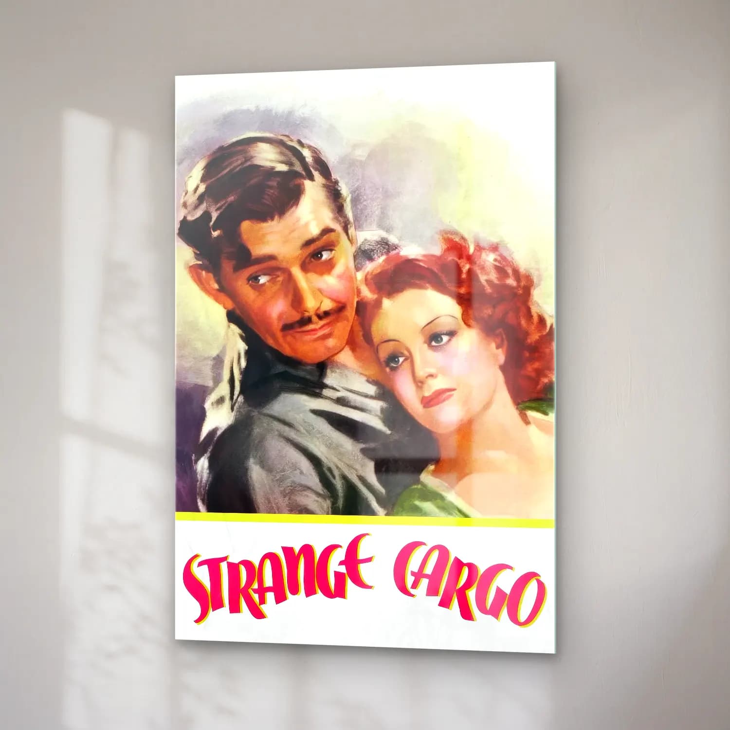 Vintage Poster Aşıklar – Mor Tonlar cam tablo — sağ açıdan görünüm