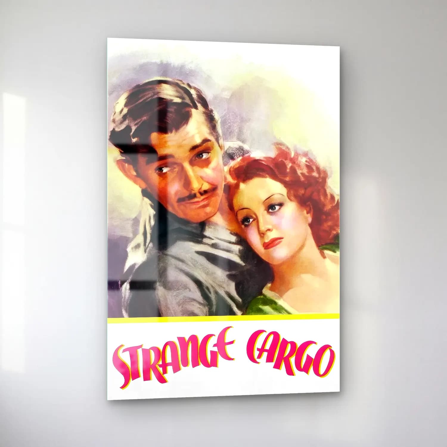 Vintage Poster Aşıklar – Mor Tonlar cam tablo — sol açıdan görünüm