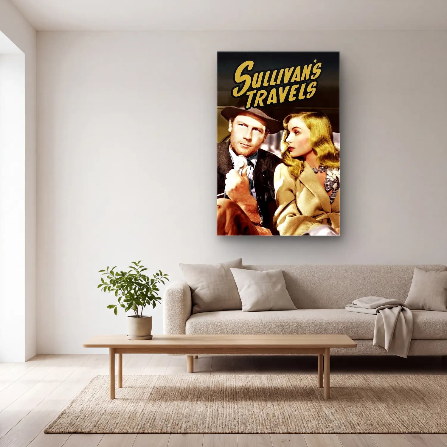 Vintage Poster Klasik Araba No. 4 cam tablo — açık renk salonda