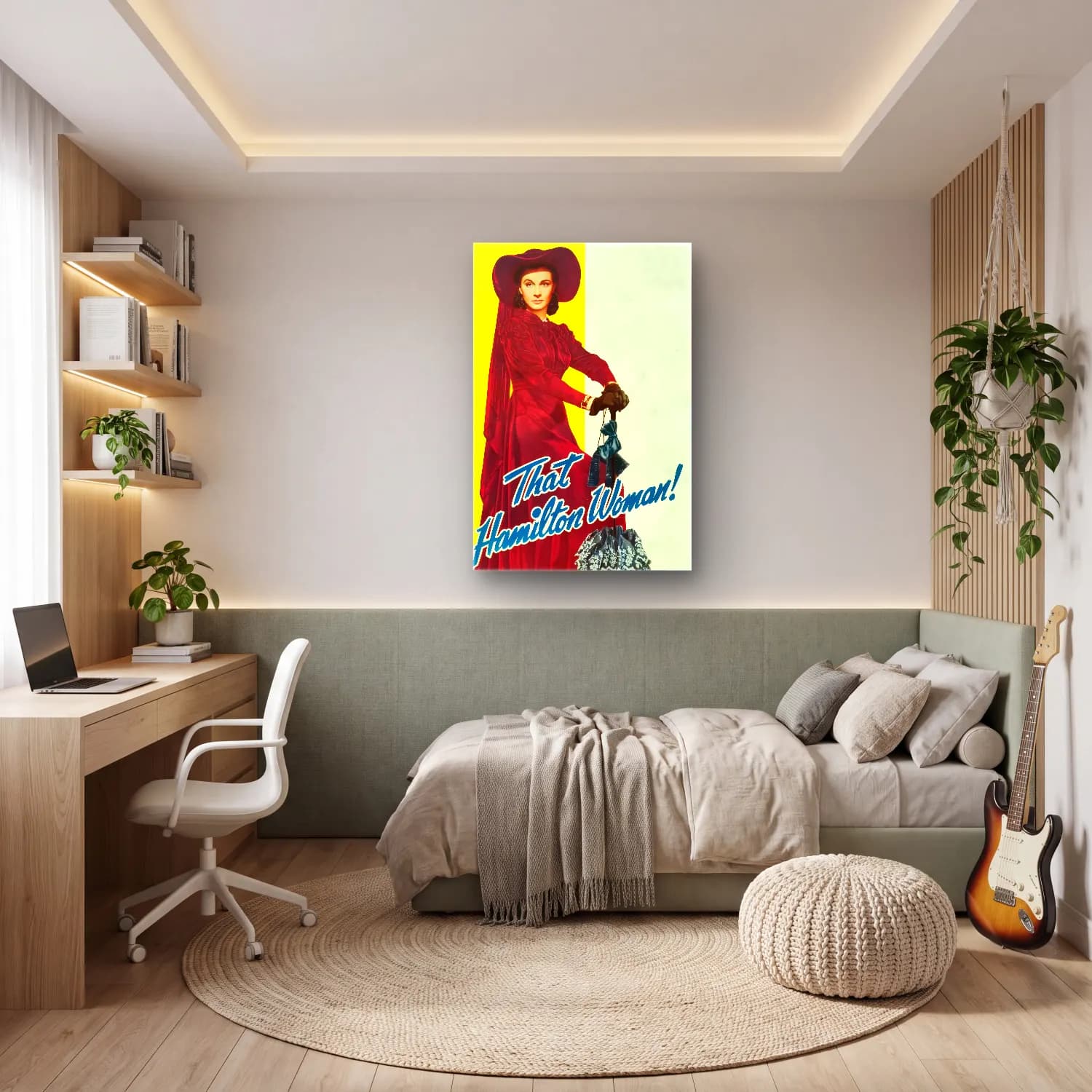 Vintage Poster Şapkalı Kadın No. 24 cam tablo — genç odasında