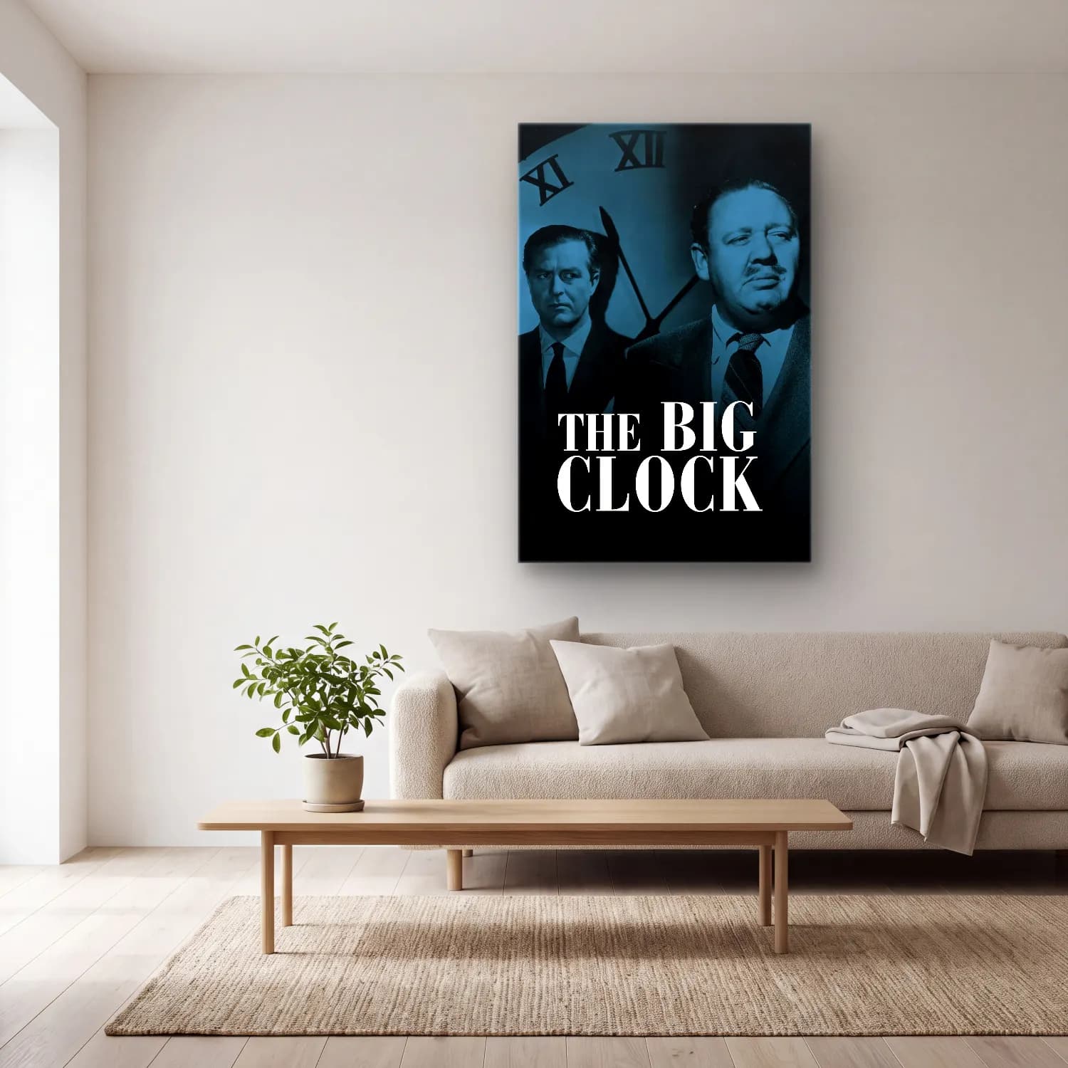 Vintage Poster Saat No. 4 cam tablo — açık renk salonda