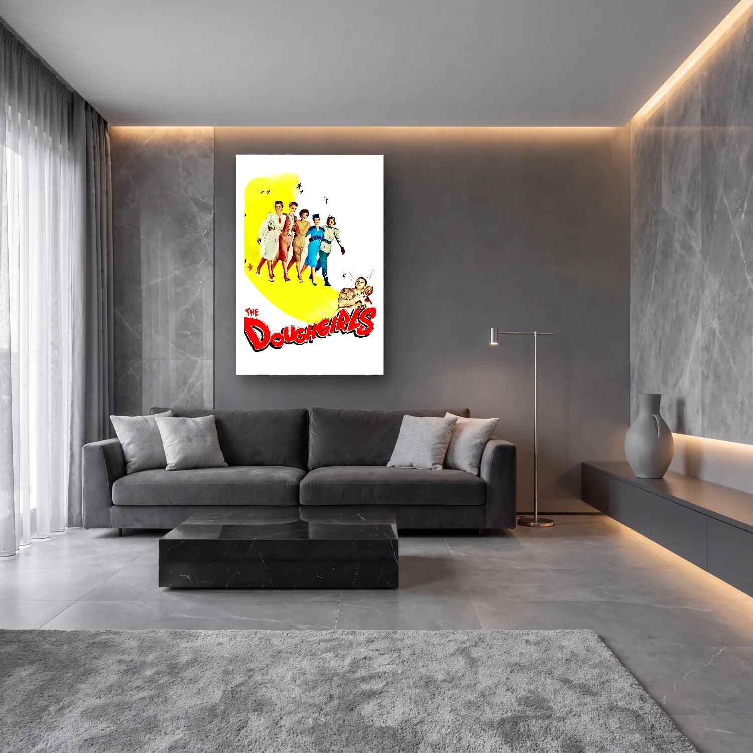 Vintage Poster Elbiseli Kadın No. 49 cam tablo — lüks salon duvarında