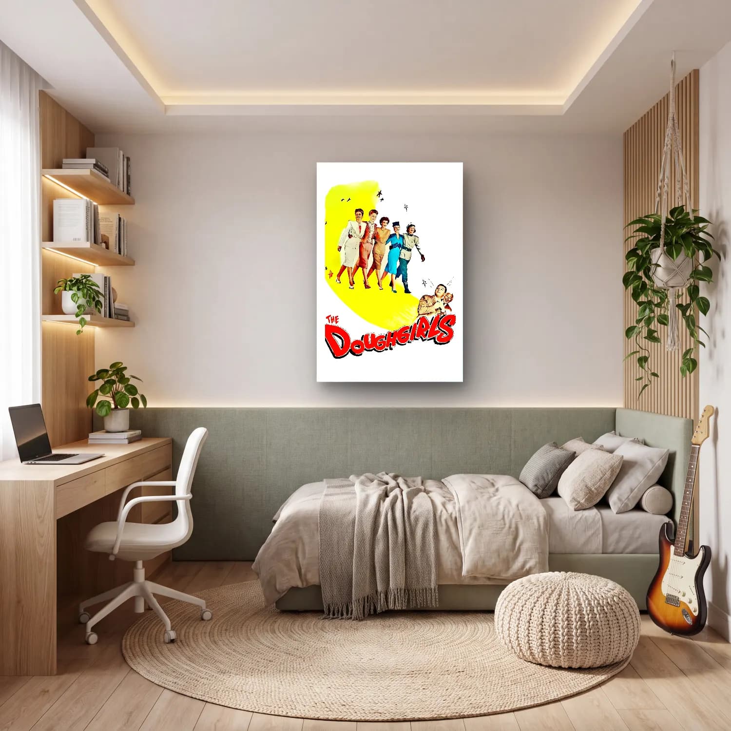 Vintage Poster Elbiseli Kadın No. 49 cam tablo — genç odasında