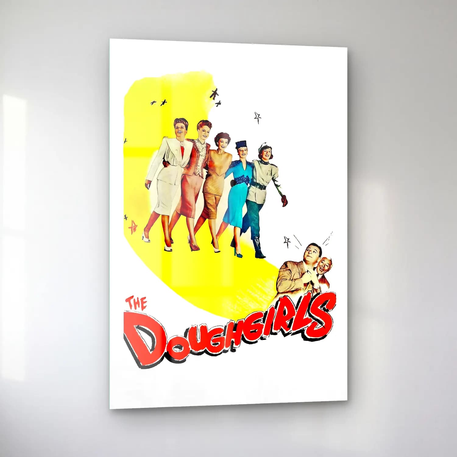 Vintage Poster Elbiseli Kadın No. 49 cam tablo — sol açıdan görünüm
