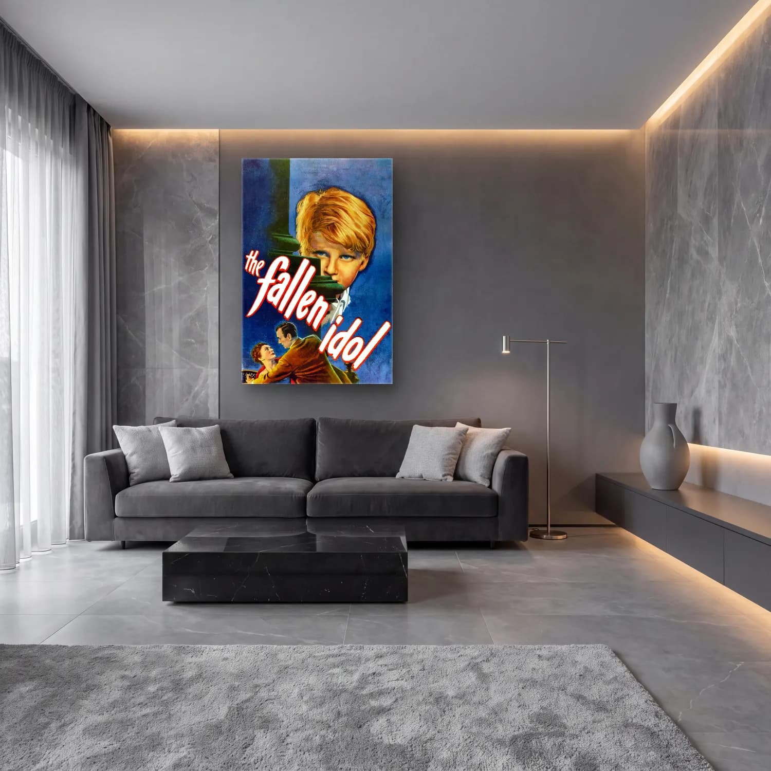 Vintage Poster Şelale No. 4 cam tablo — lüks salon duvarında