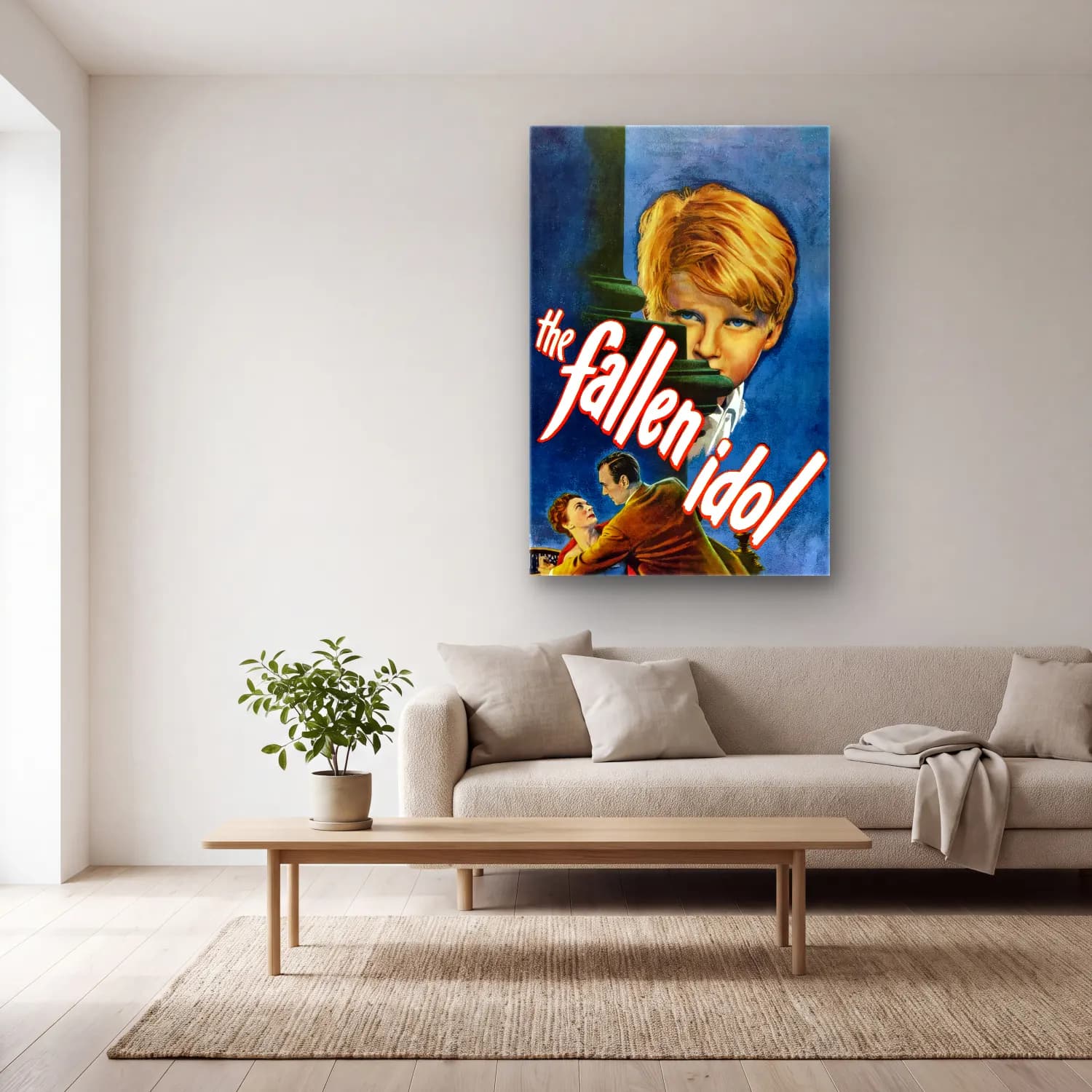 Vintage Poster Şelale No. 4 cam tablo — açık renk salonda