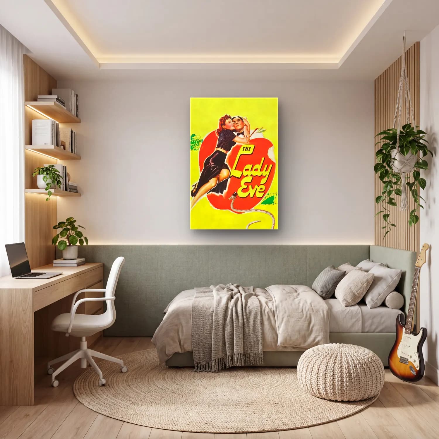 Vintage Poster Elbiseli Kadın No. 51 cam tablo — genç odasında