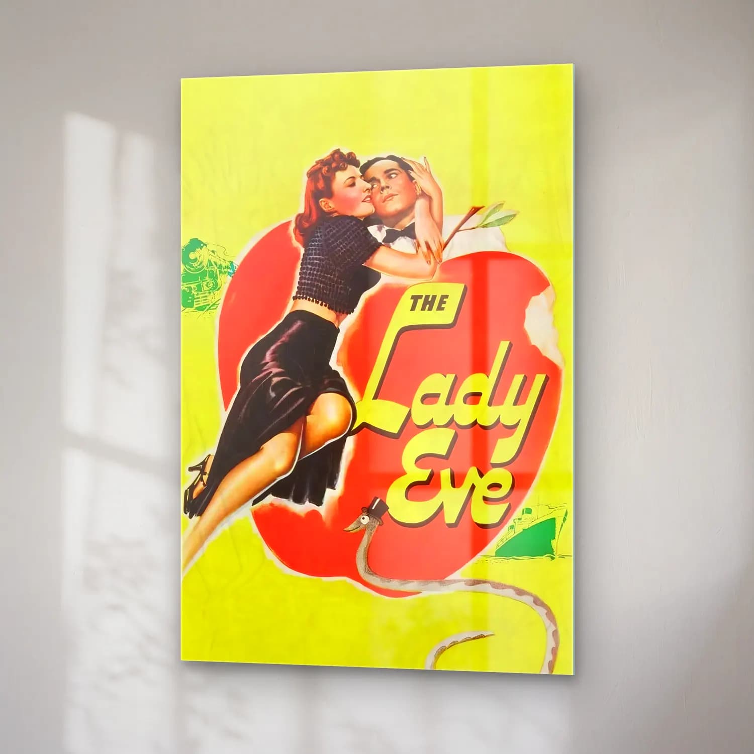 Vintage Poster Elbiseli Kadın No. 51 cam tablo — sağ açıdan görünüm