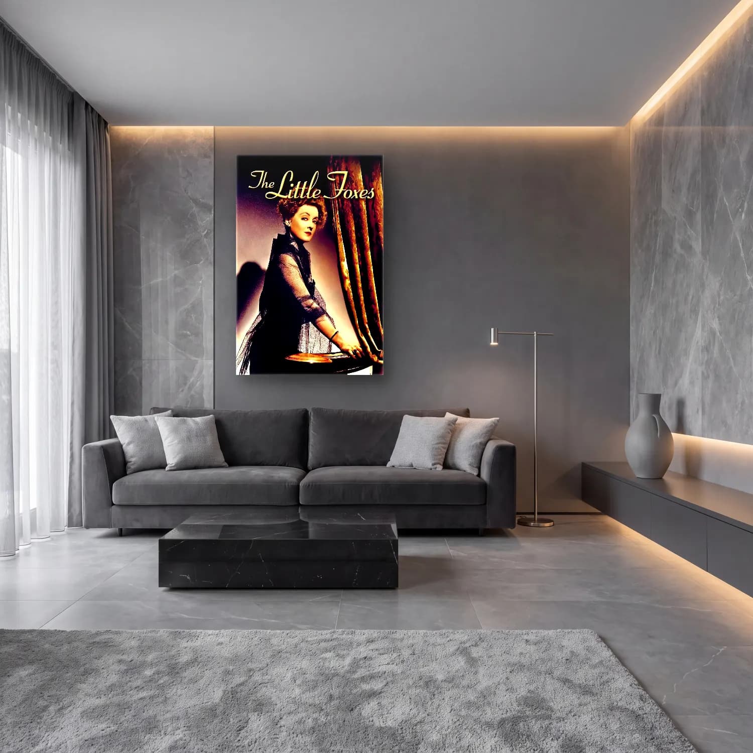 Vintage Poster Elbiseli Kadın No. 53 cam tablo — lüks salon duvarında