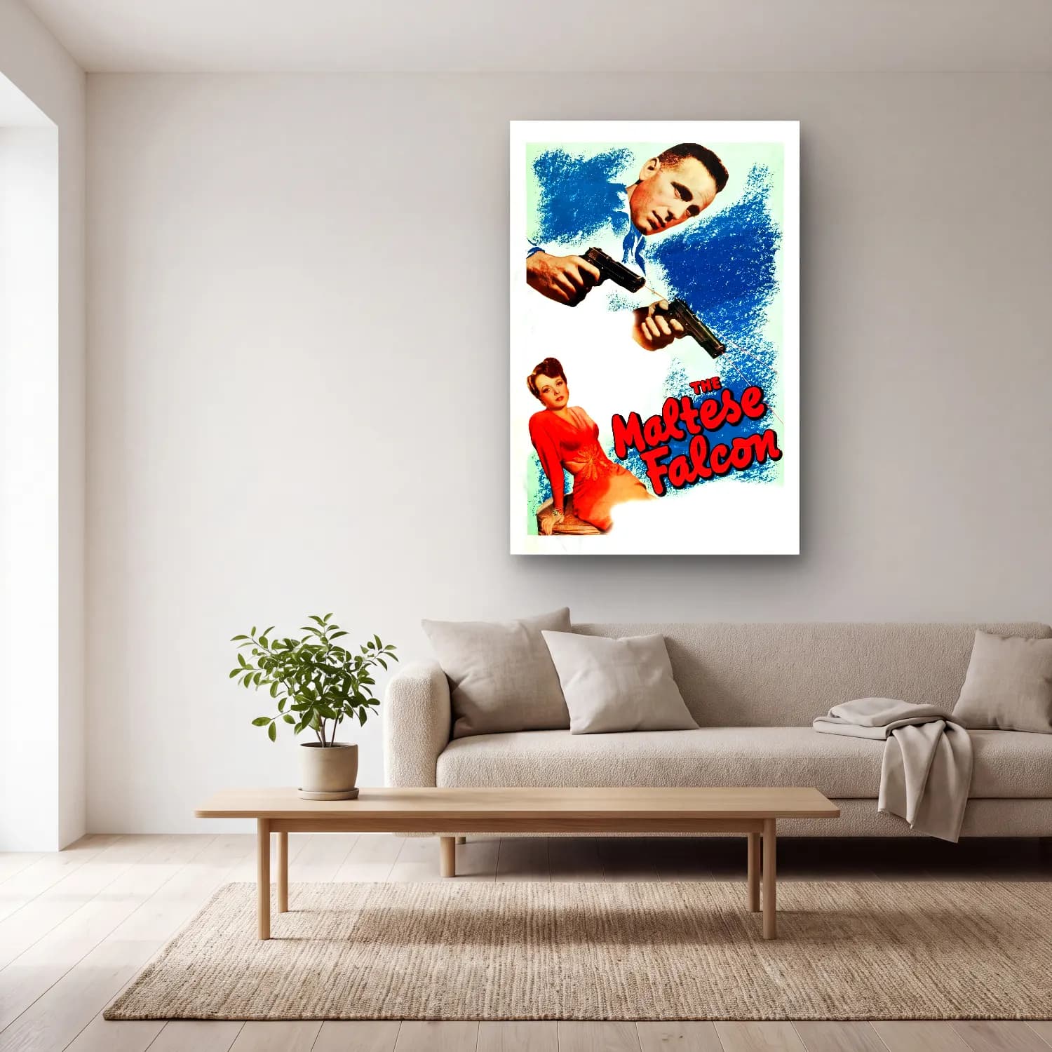 Vintage Poster Papağan cam tablo — açık renk salonda