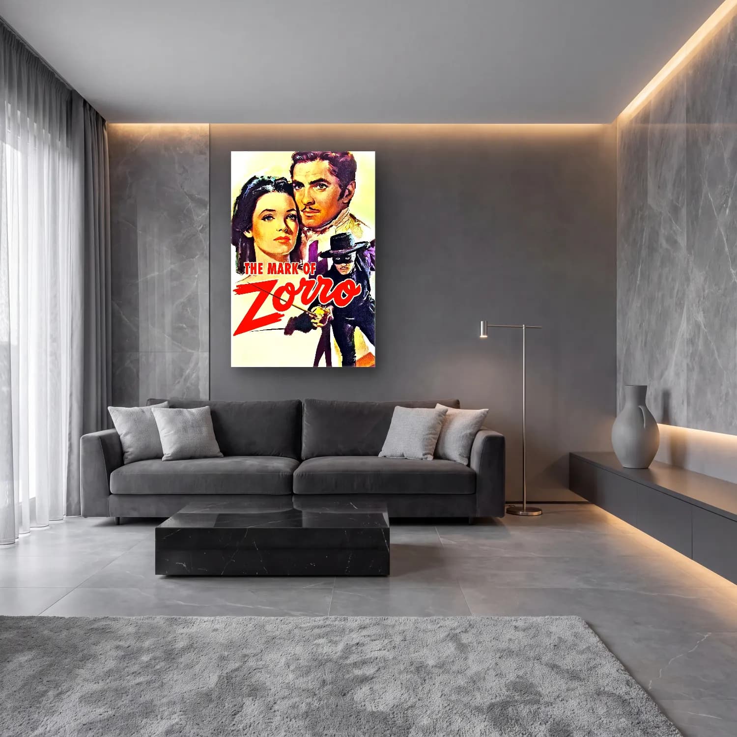Vintage Poster Yazılı Tasarım No. 79 cam tablo — lüks salon duvarında